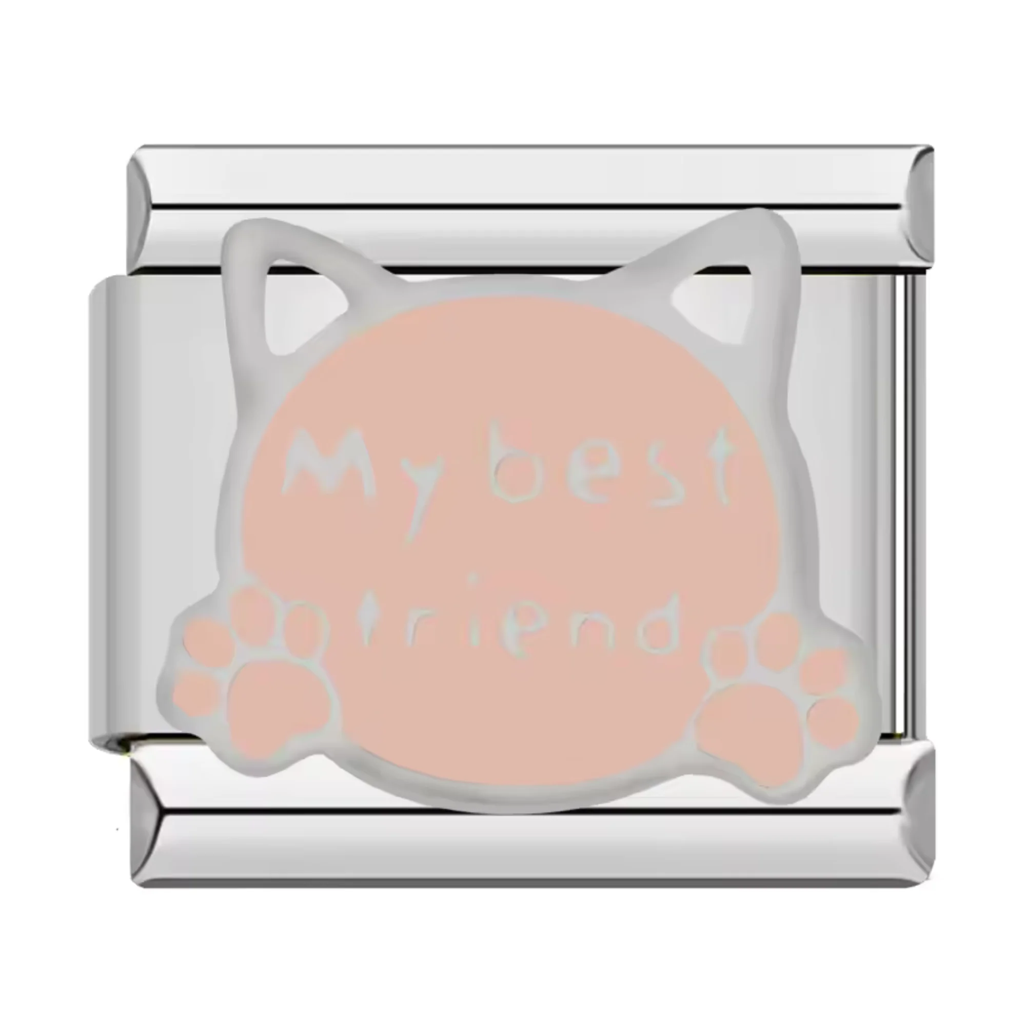 Italian Charm - Silver Pink Cat "My Best Friend"