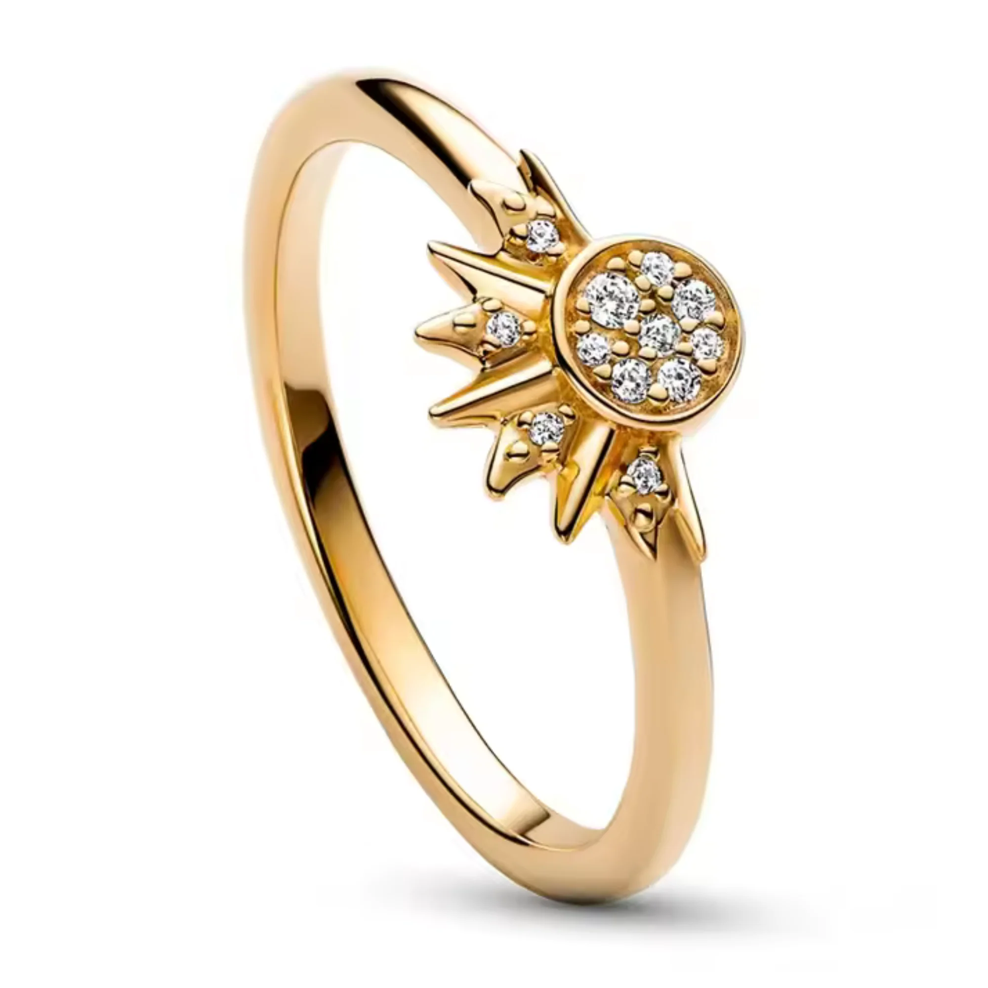 Gold Ring with Half Sun – Subtle Radiance and Solar Elegance