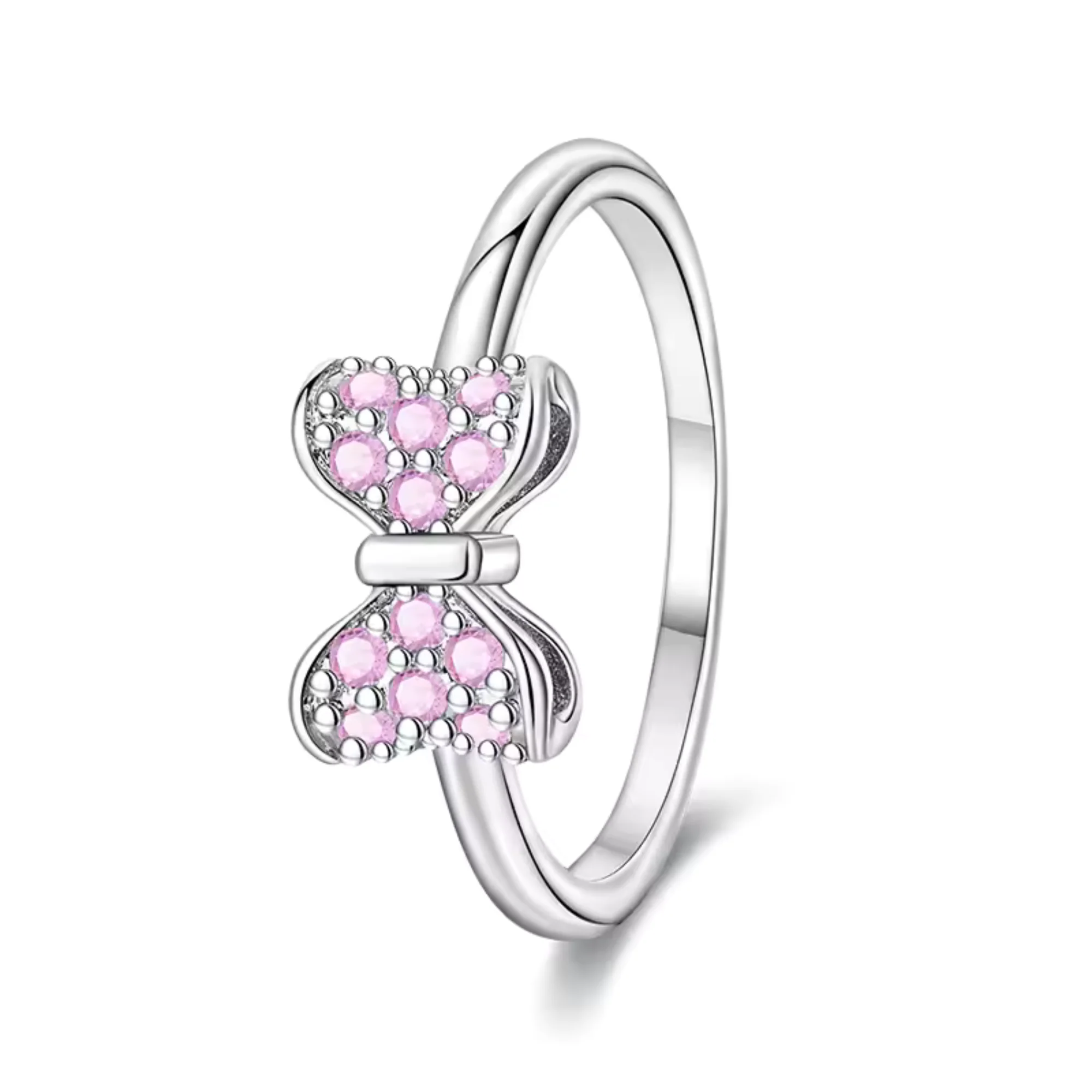 Pink Bow and Rhinestone Ring – Refinement and Feminine Radiance