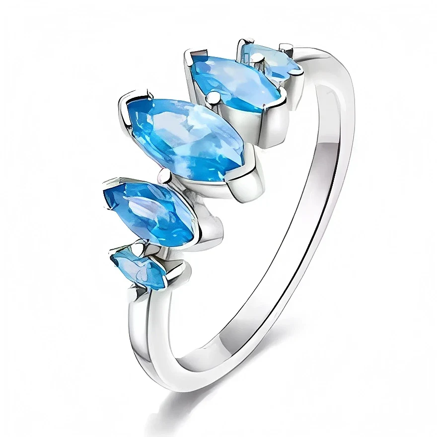 Ring – Wave Ocean Blue Crystals