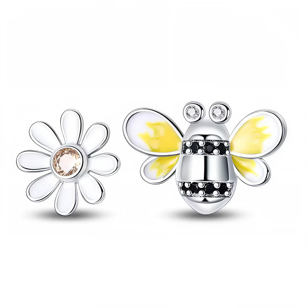 Bee and Flower Earrings - Natural Harmony and Spring Softness
