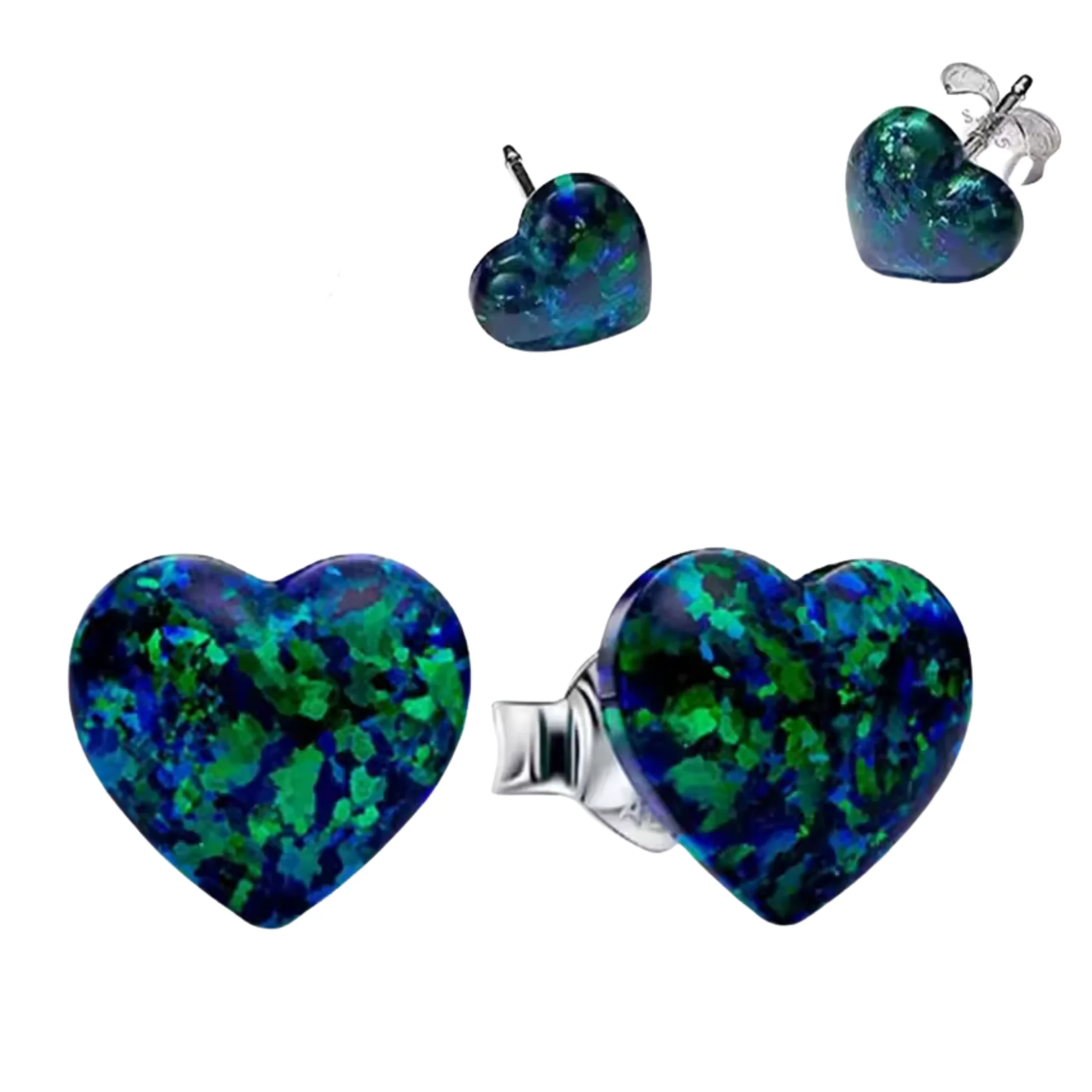 Blue-Green Heart Earrings – Ocean Freshness and Colorful Elegance