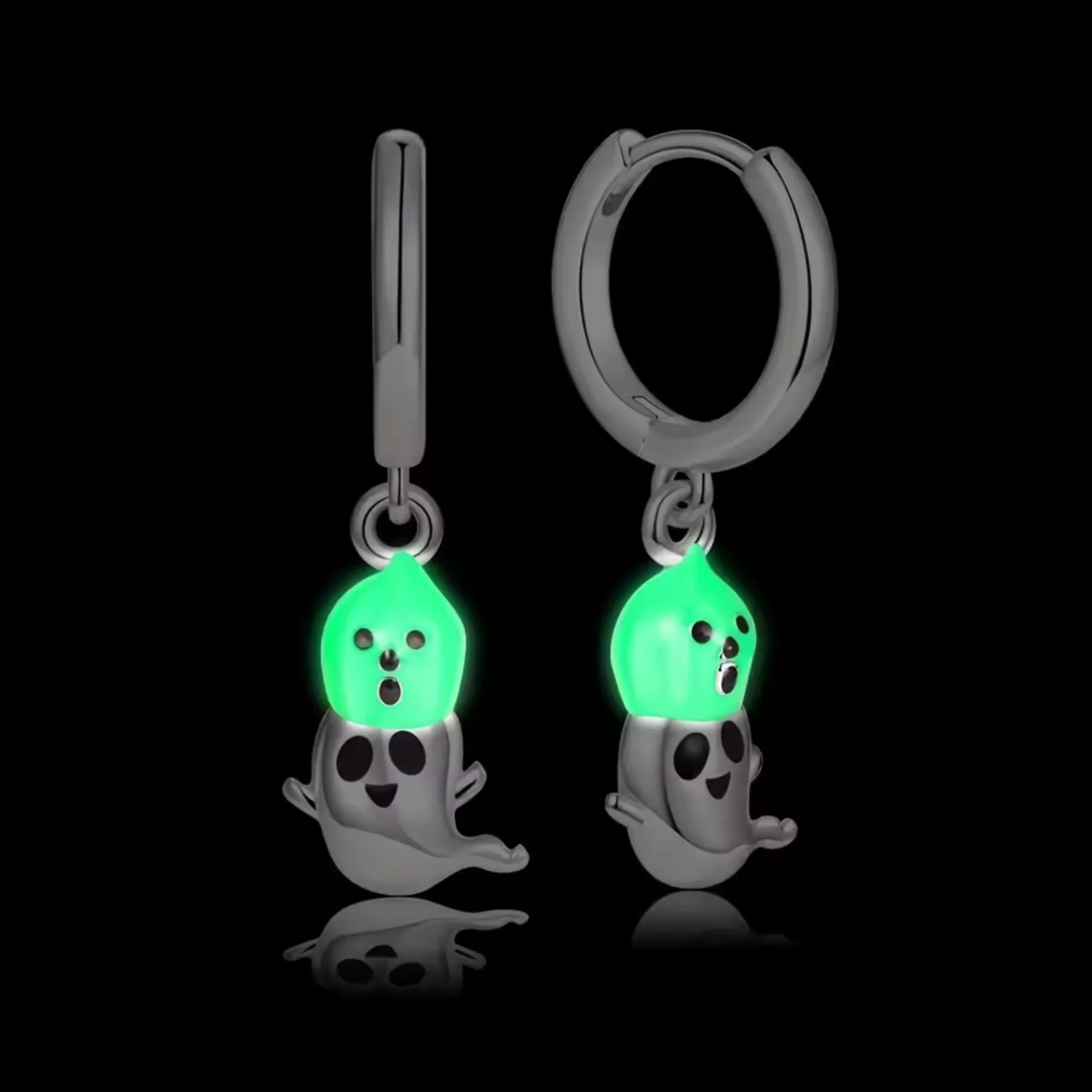 Glow in the Dark Ghost and Pumpkin Earrings - Image 2