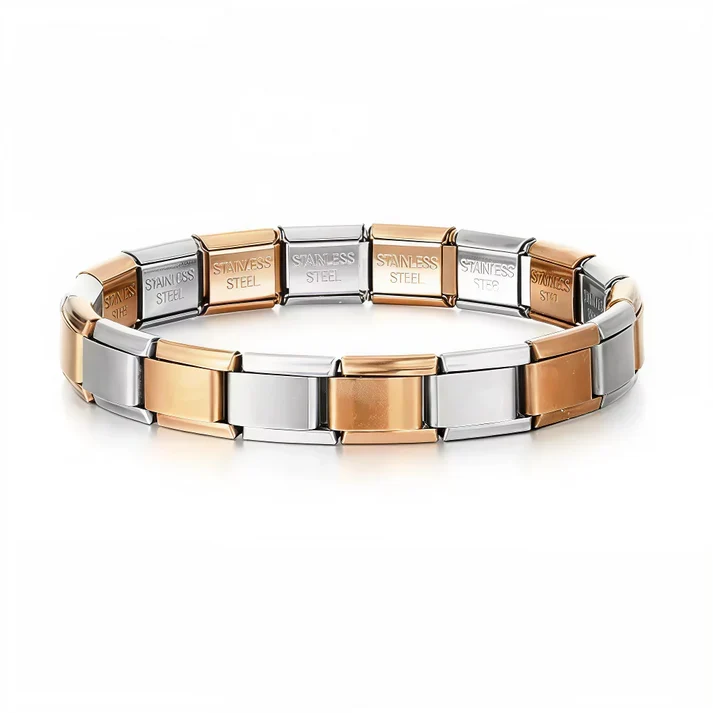 Italian Charm Bracelet - Alternating Silver and Bronze