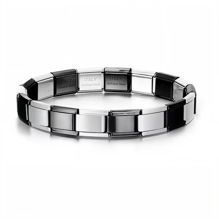 Italian Charm Bracelet - Alternating Silver and Black