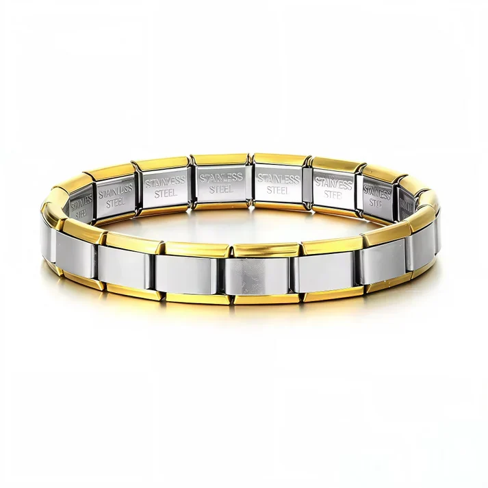 Italian Charm Bracelet - Silver Interior and Gold Outline