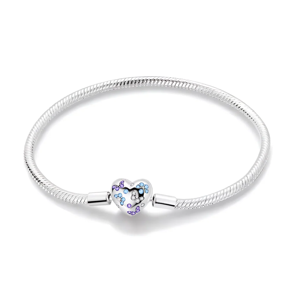 Bracelet - Heart with Multicolored Butterflies