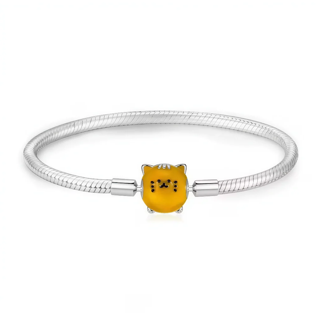 Snake Chain Bracelet - Kawaii Yellow Cat