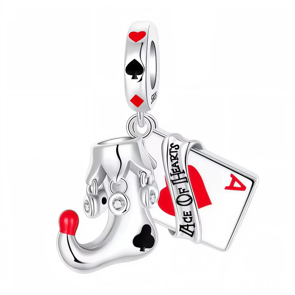 Ace of Hearts with Joker Shoe Pendant Charm