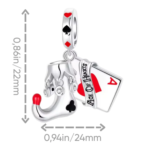 Ace of Hearts with Joker Shoe Pendant Charm - Image 3