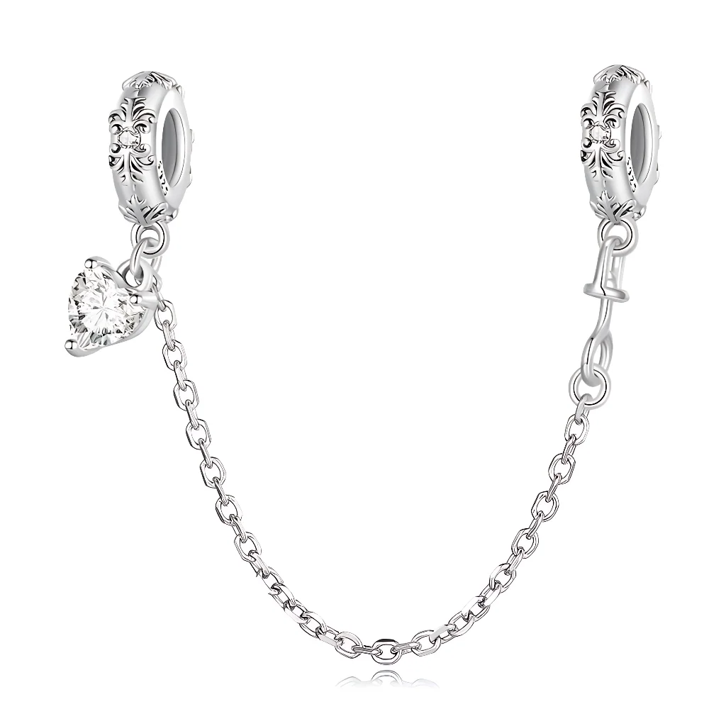 Security Chain Charm - Sparkling Pave and Lonely Heart