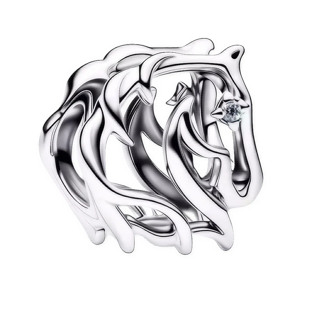 Charm - Silver Wavy Horse