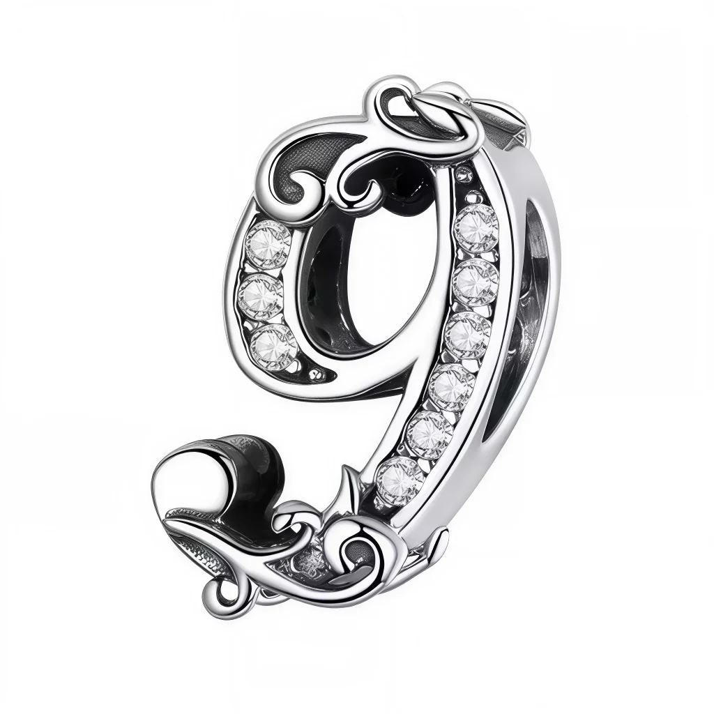 Charm - Number "9" Silver