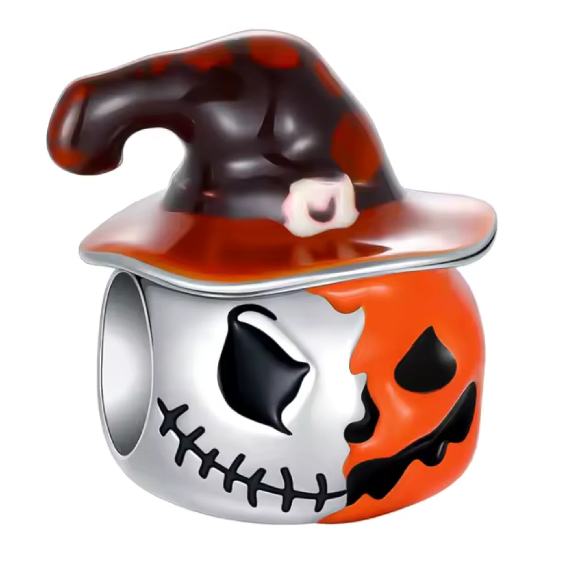 Charm - Pumpkin and Witch Skull