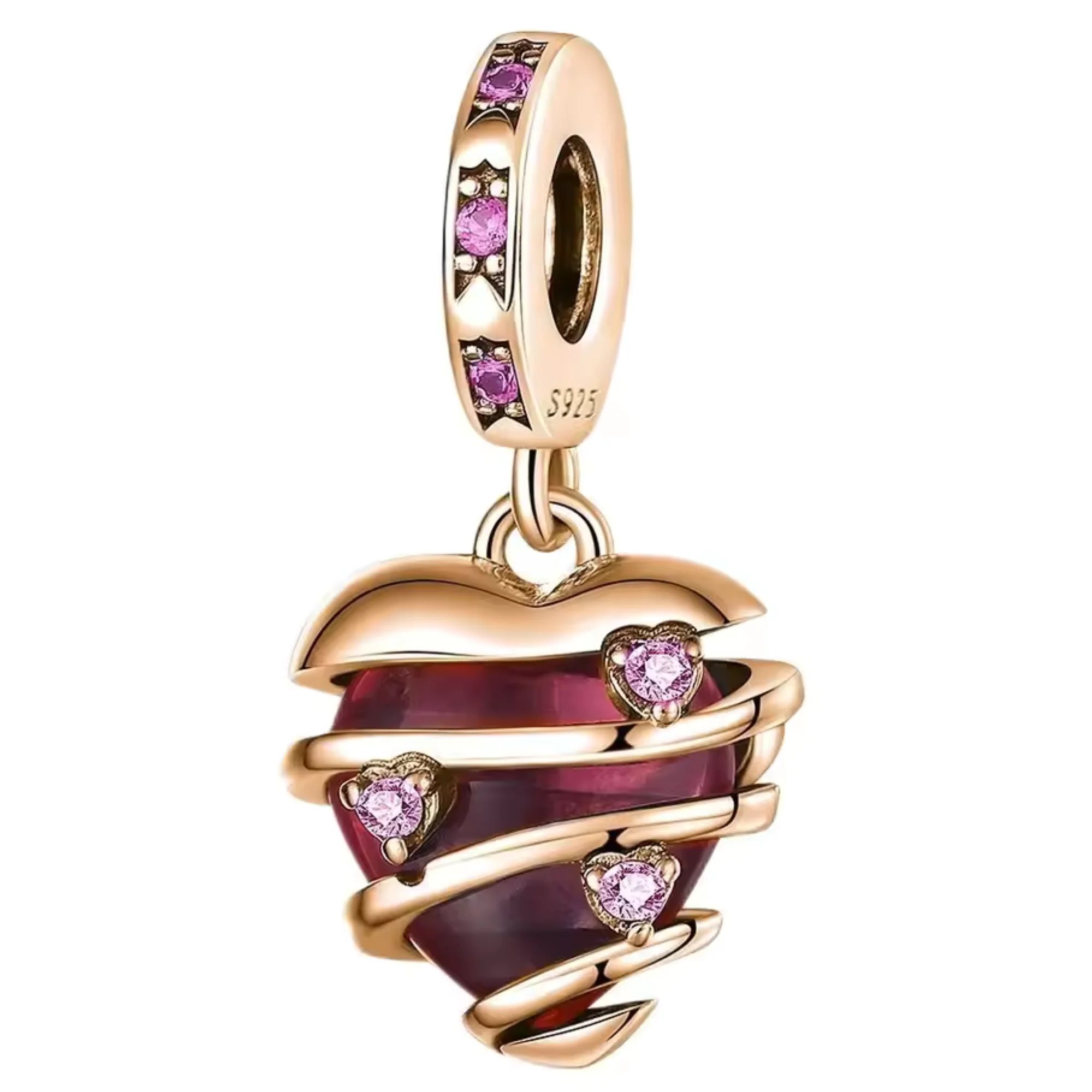 Red Heart Charm Surrounded by Gold or Silver - Image 3