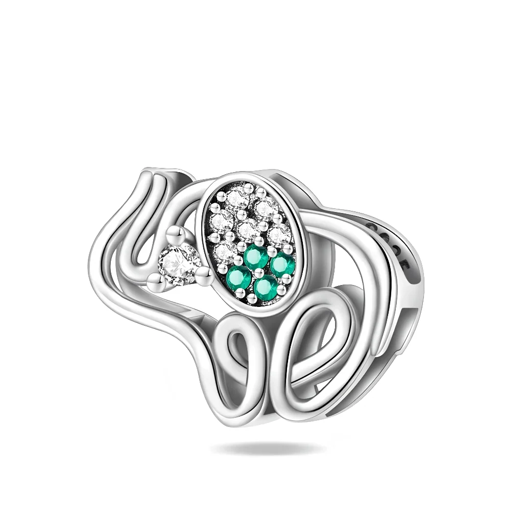 Charm - Openwork Elephant with Green Crystals