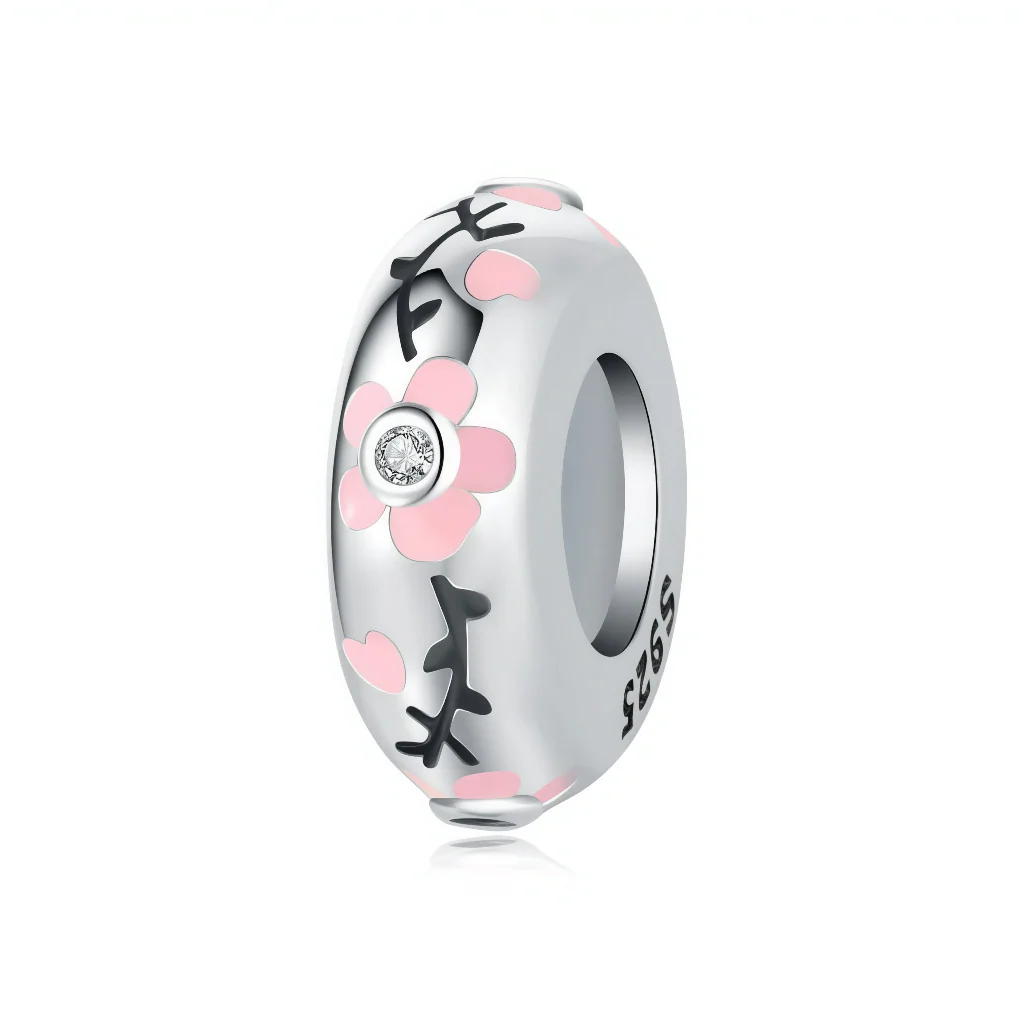 Charm - Pink Enamel Flower