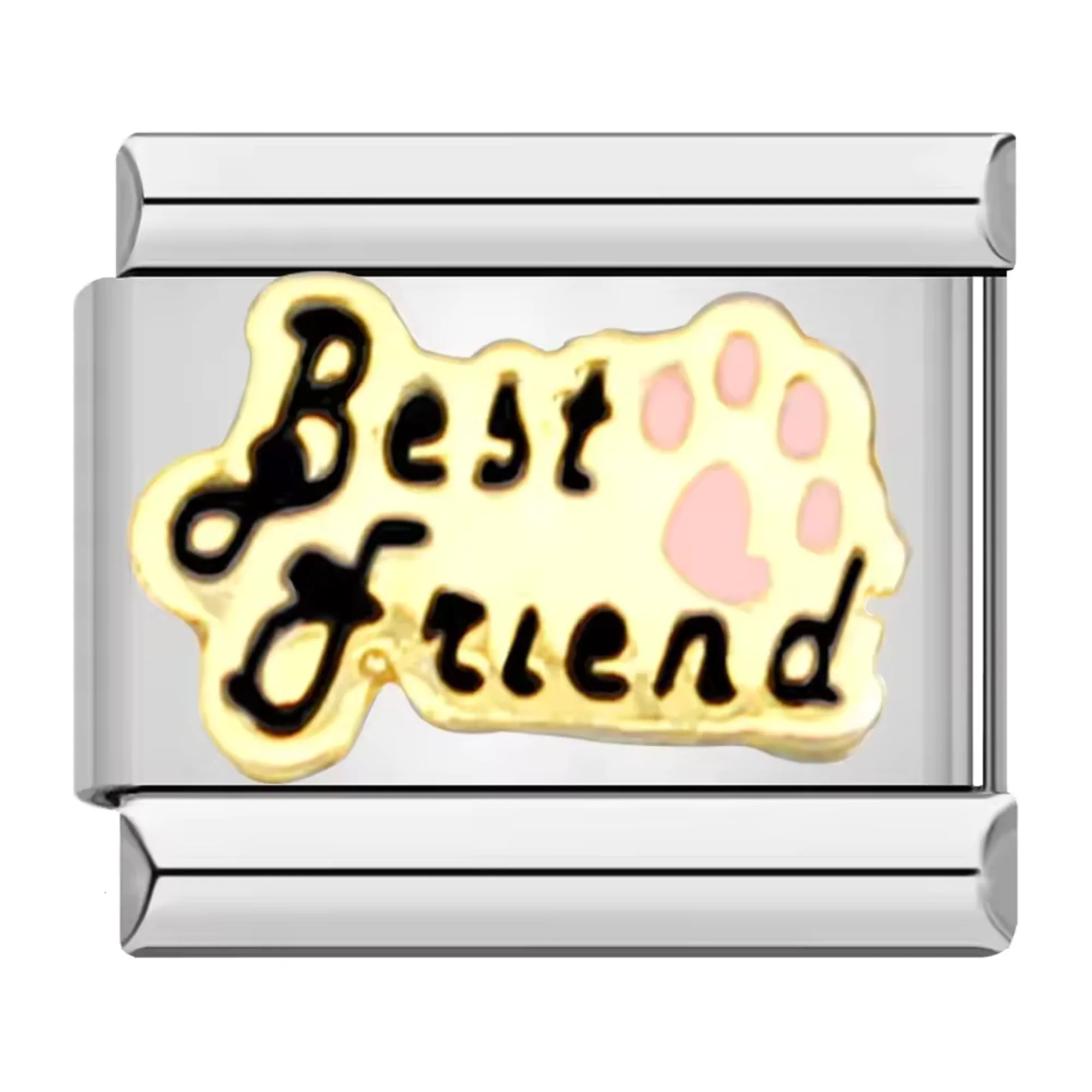 Silver Italian Charm – “Best Friend” with Paw