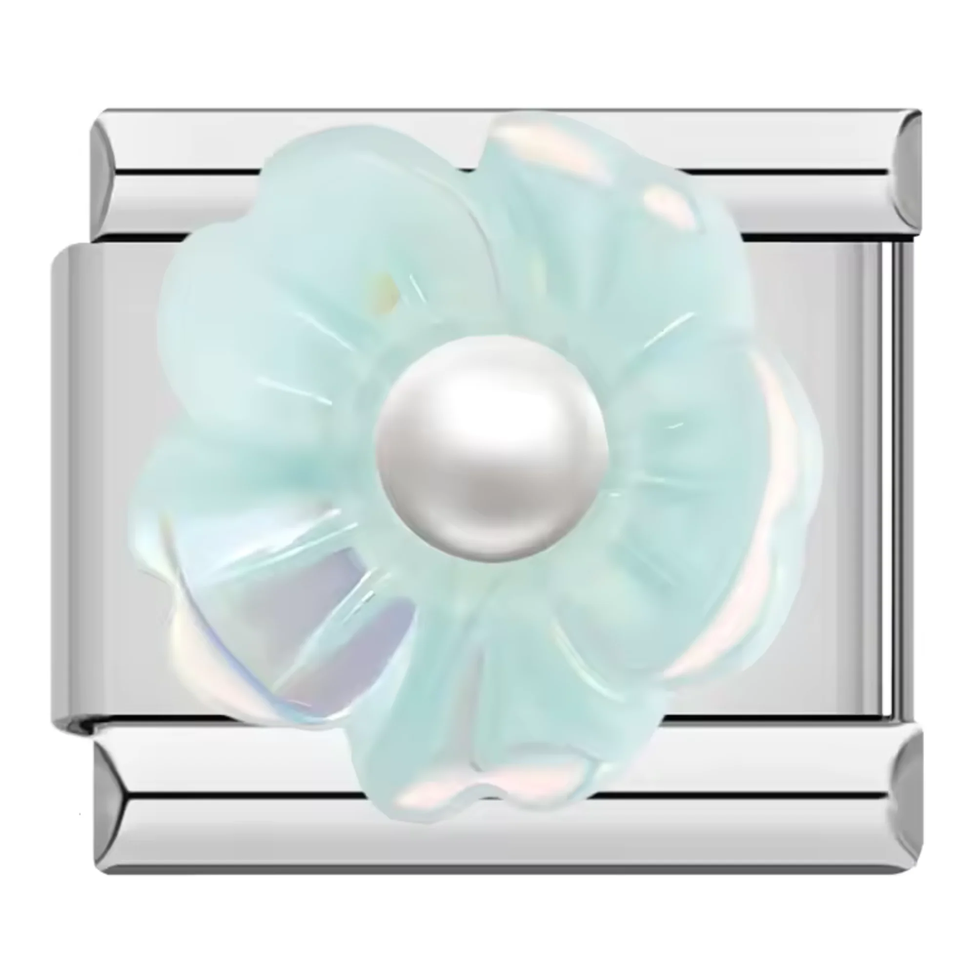 Italian Charm – Silver Flower (Multiple Colors Available) - Image 2