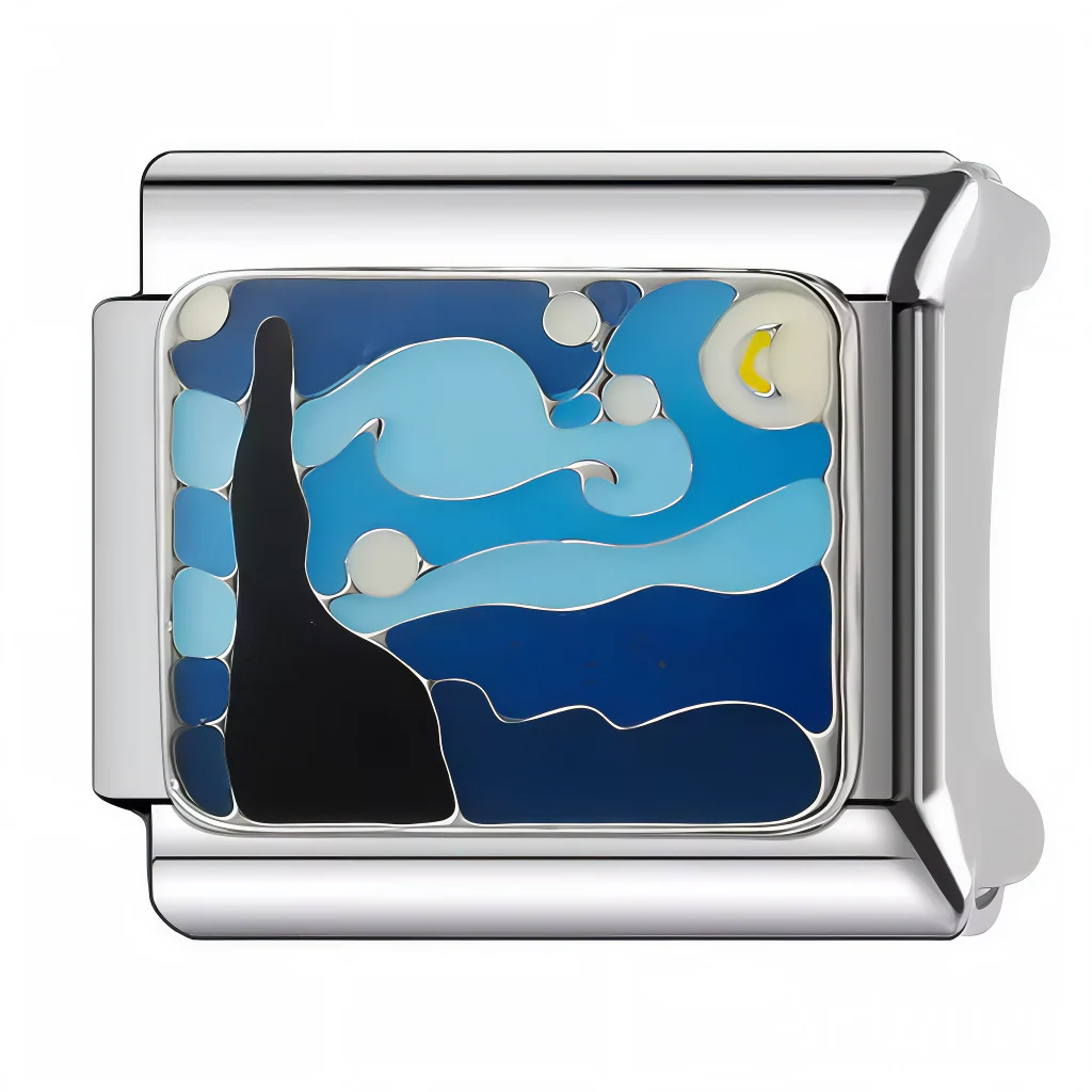 Silver Italian Charm - The Starry Night by Vincent Van Gogh