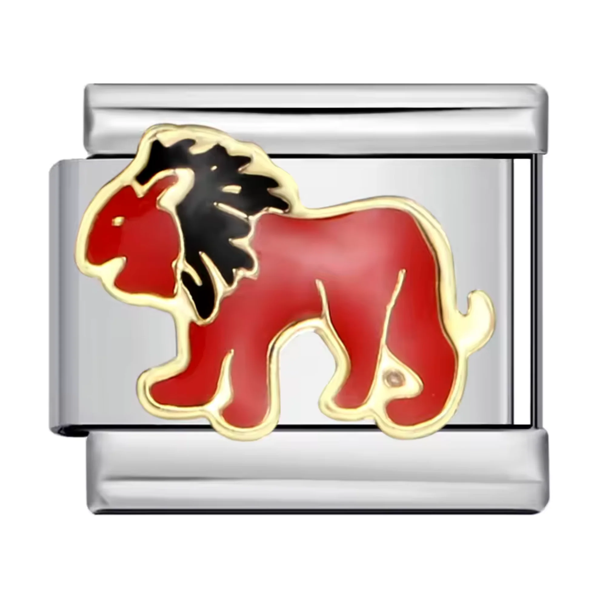 Italian Charm - Silver Red Lion Head