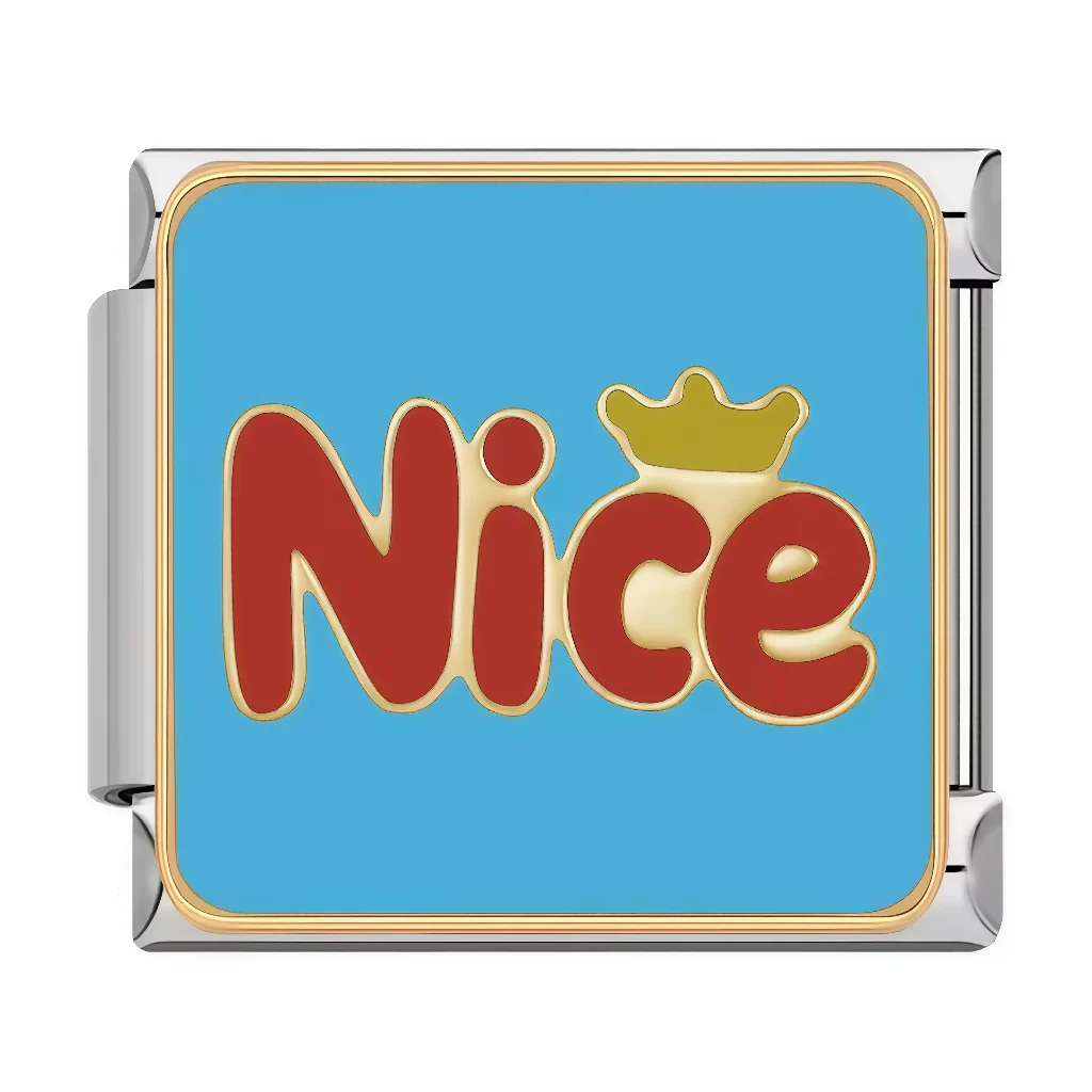 Italian Gold Charm - Word “Nice”
