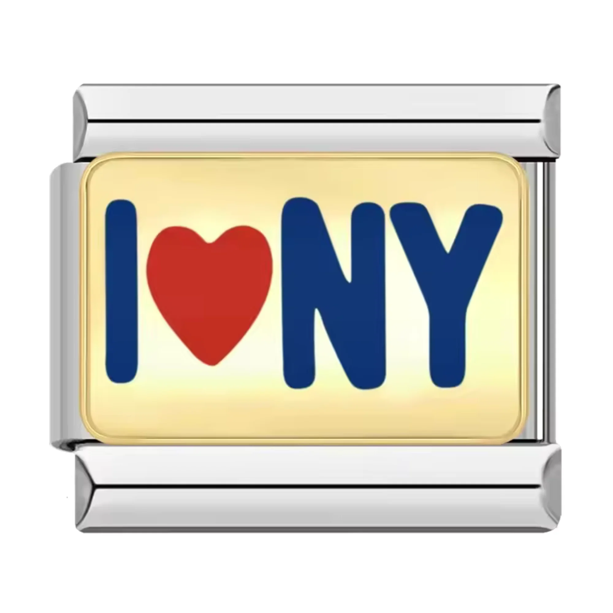 Italian Charm - “I ❤️ NY” Silver on Gold Background