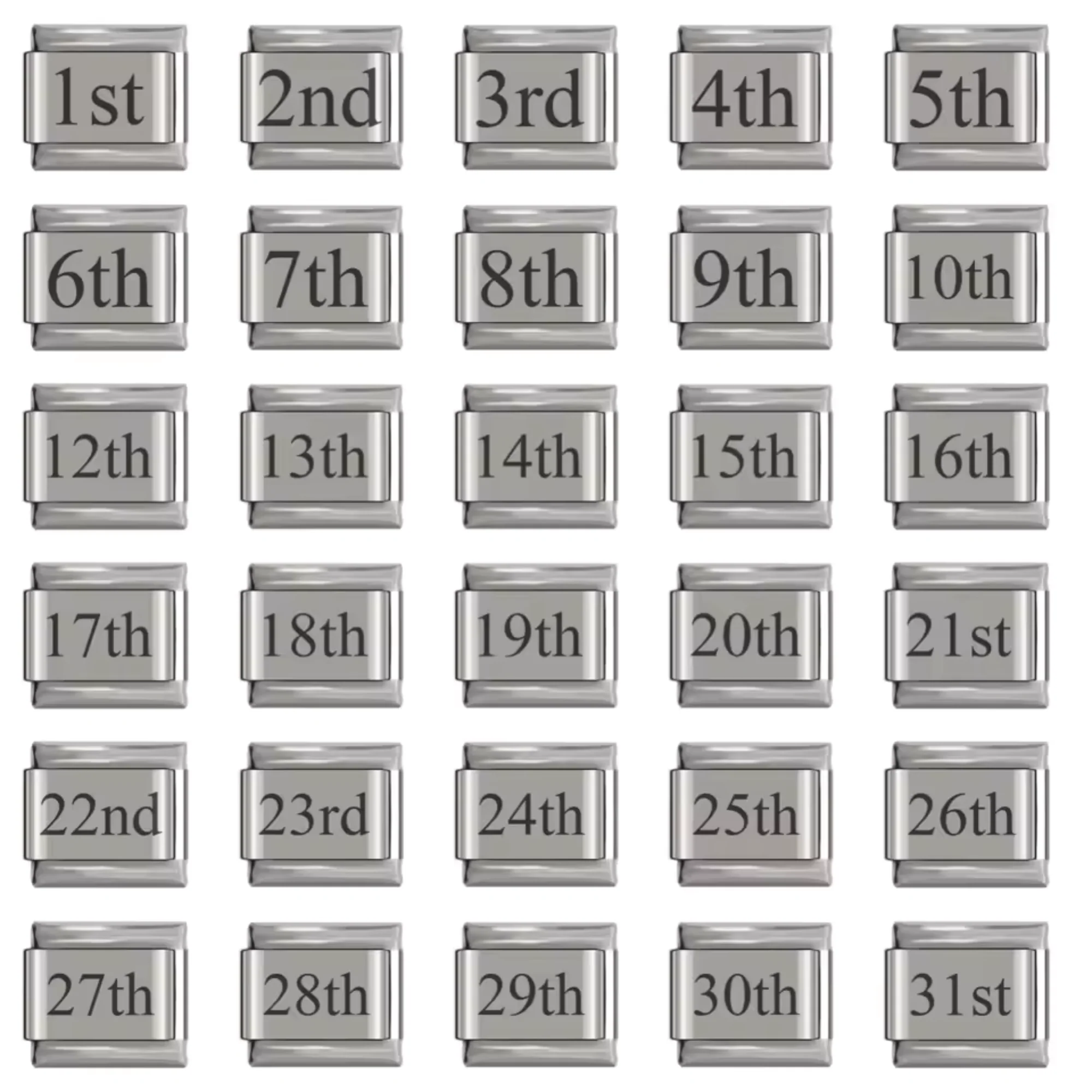 Italian Charm – Silver Number (1st to 31st)