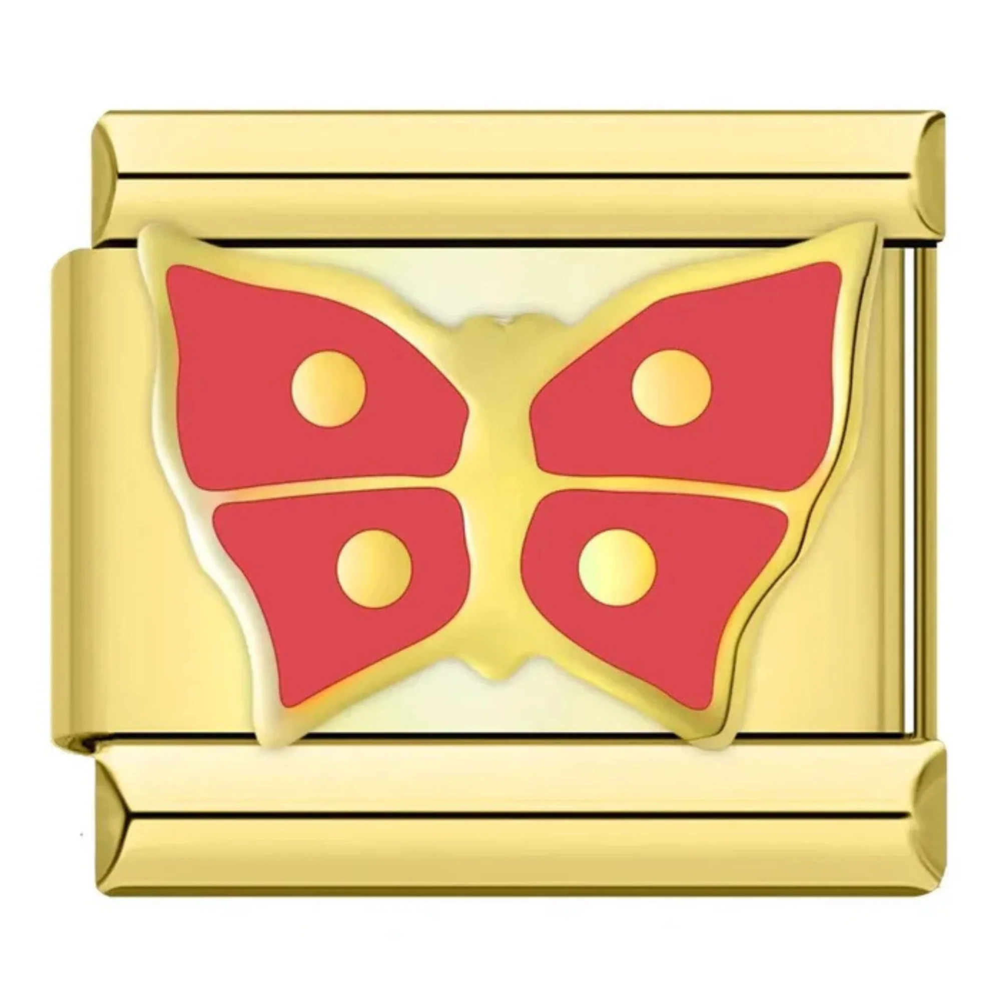 Italian Charm - Red Butterfly on Gold Background
