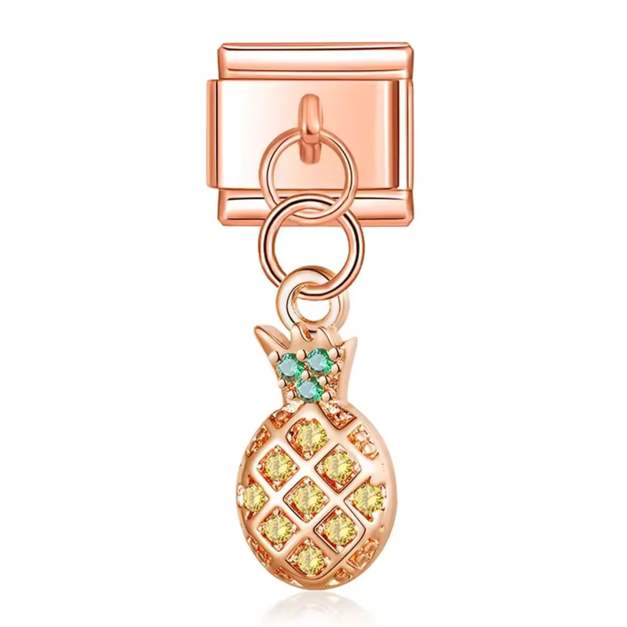 Italian Charm Pendant – Pineapple in Gold, Silver or Rose Gold