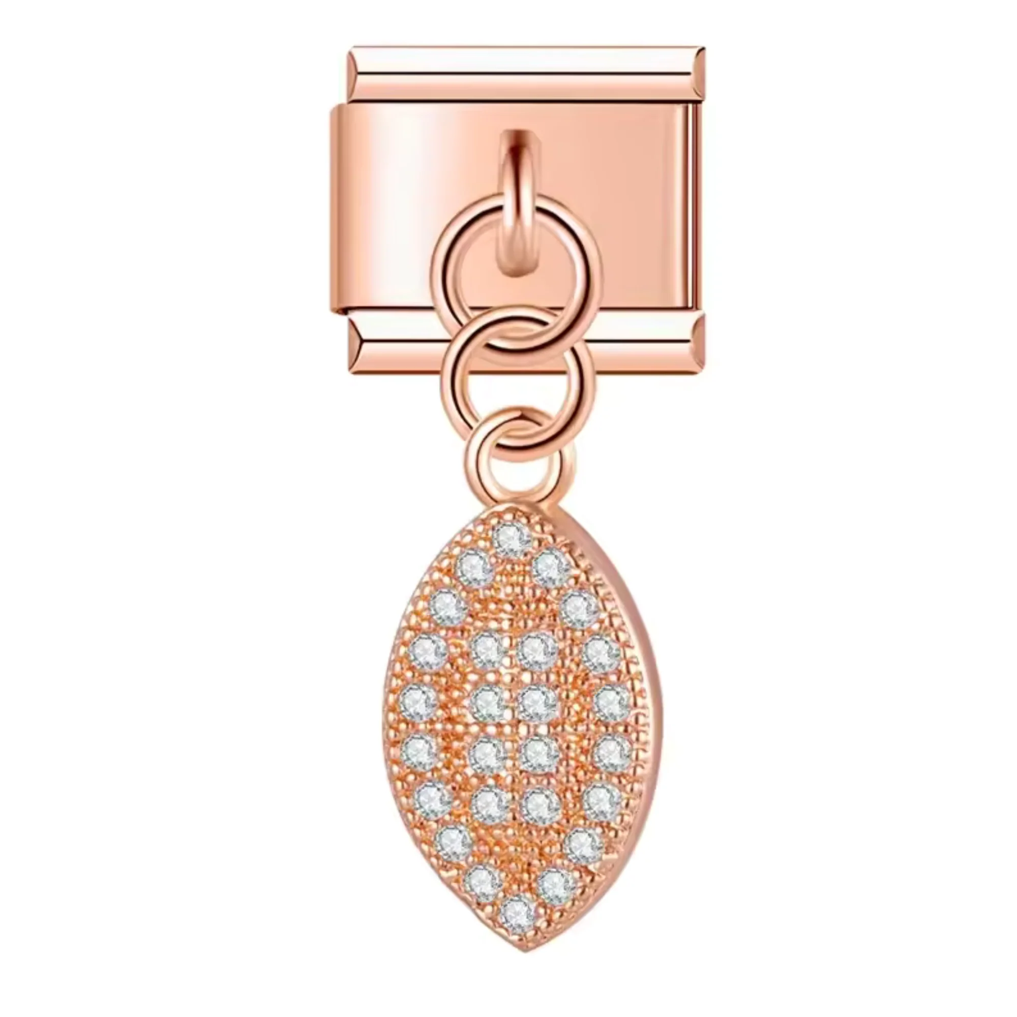 Italian Charm Pendant Silver or Rose Gold – Rugby Ball - Image 2