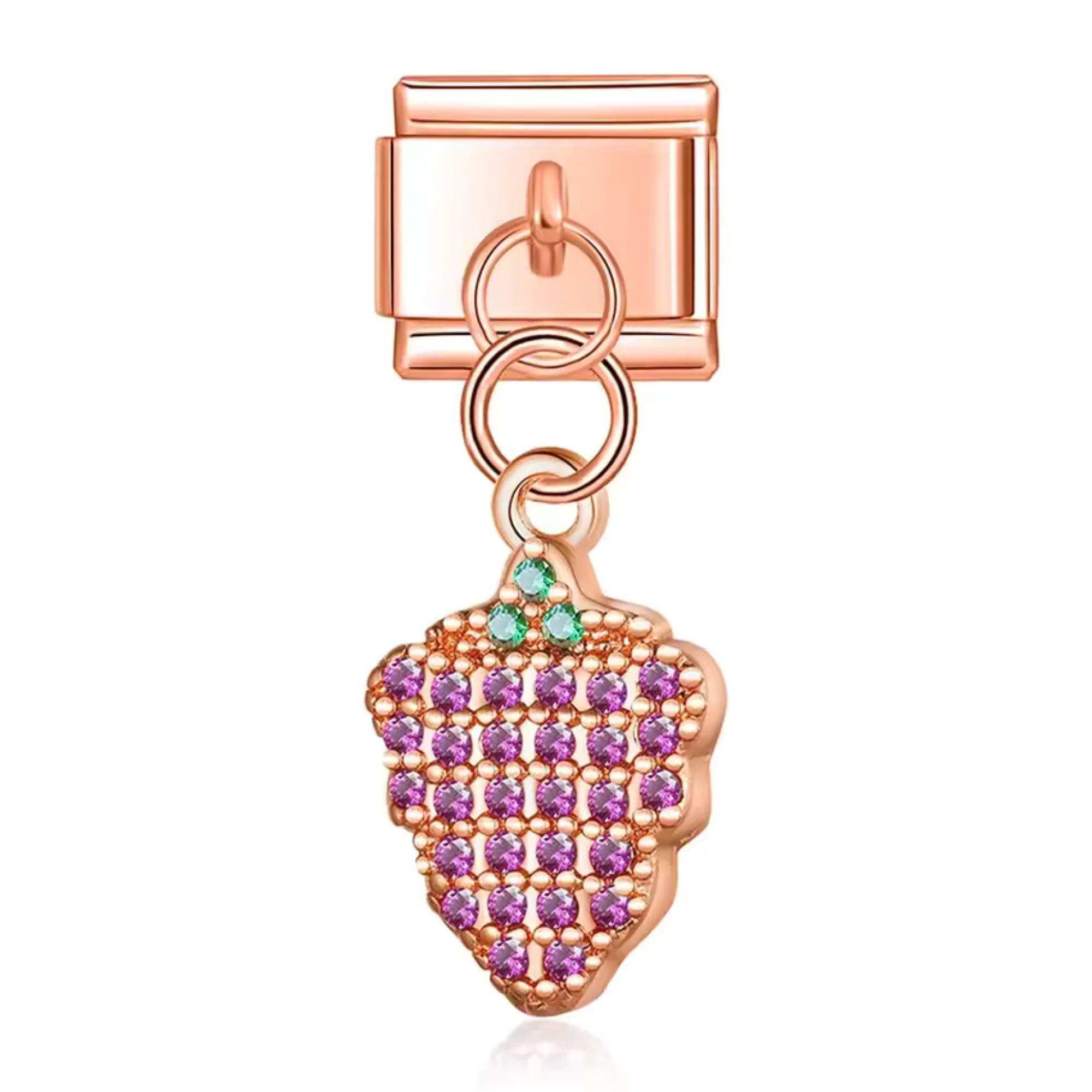 Italian Charm Pendant – Bunch of Grapes in Gold, Silver or Rose Gold