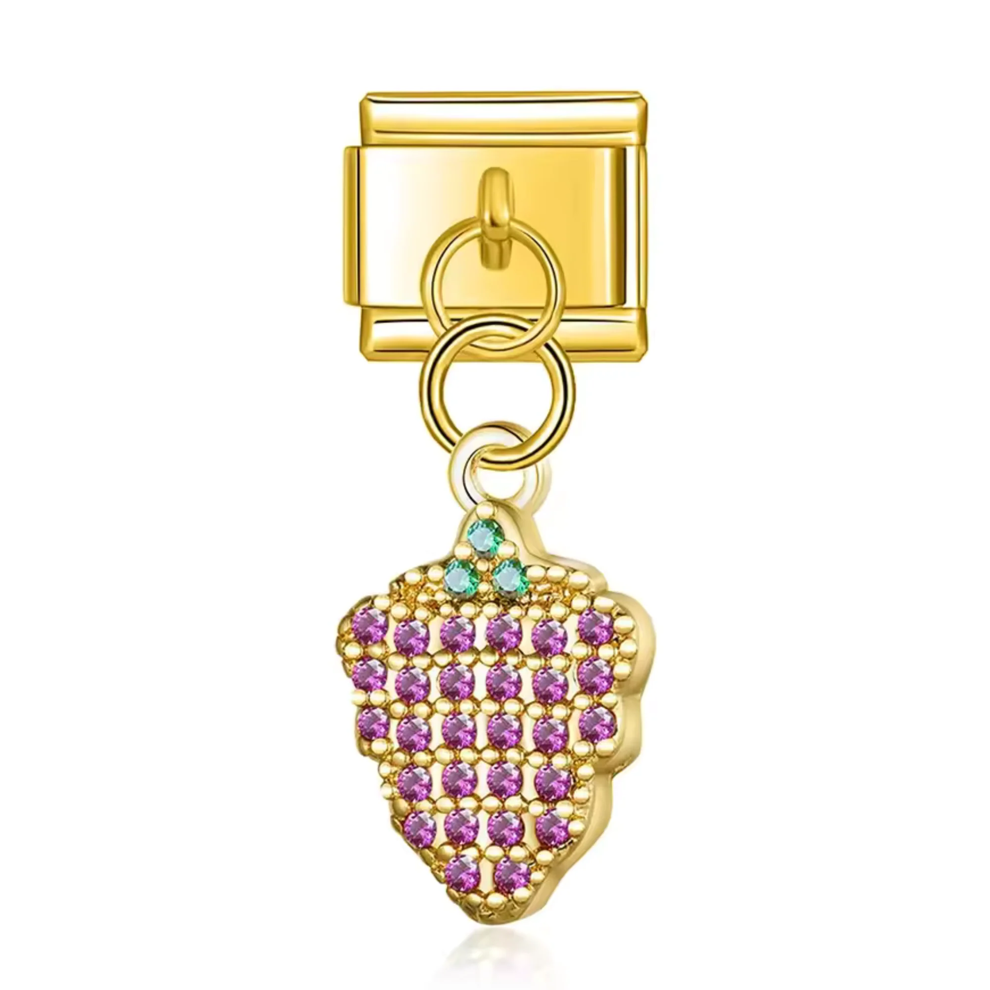 Italian Charm Pendant – Bunch of Grapes in Gold, Silver or Rose Gold - Image 3
