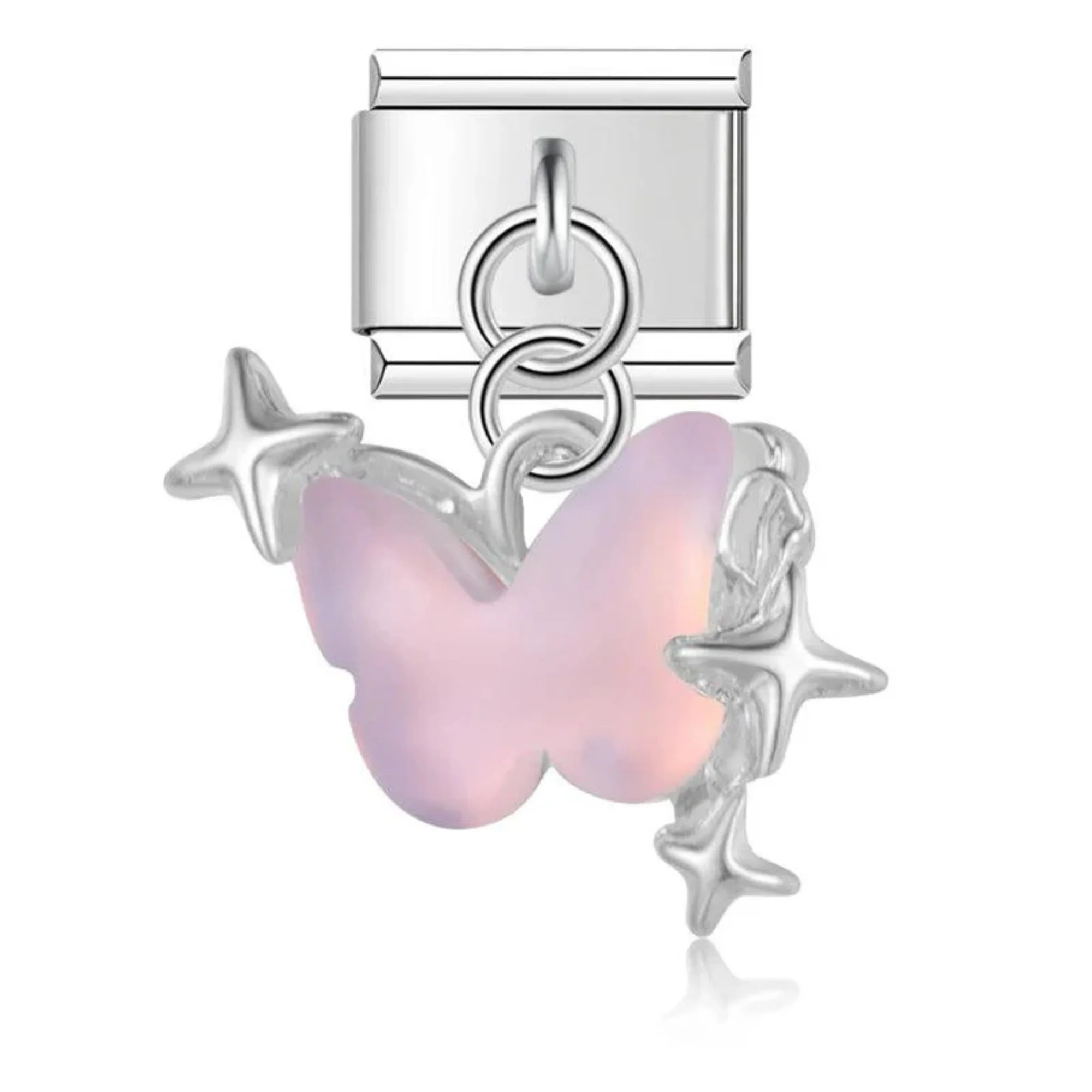 Italian Charm - Butterfly Pendant with 3 Stars (Silver or Gold) - Image 2