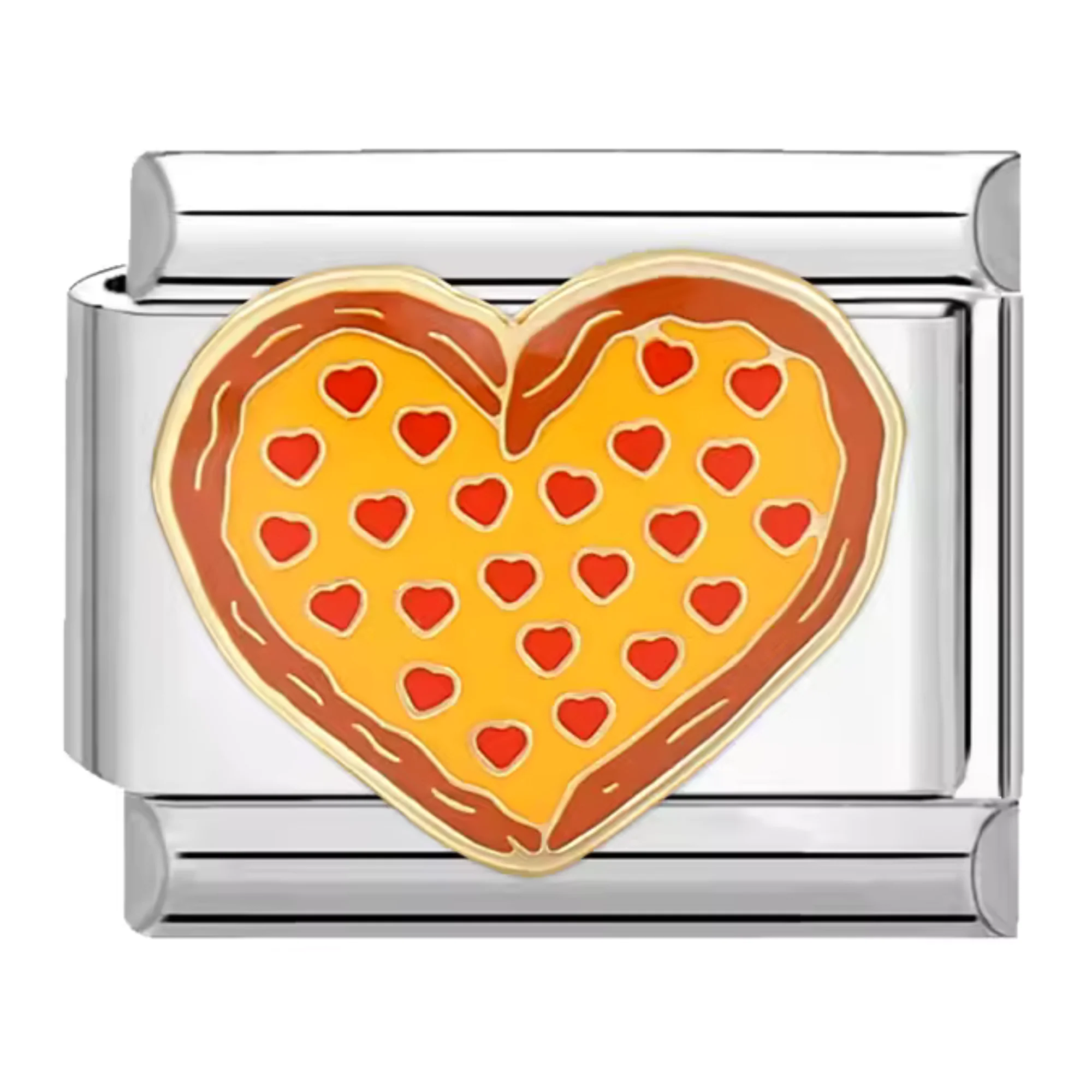 Italian Charm – Heart-Shaped Pizza in Silver