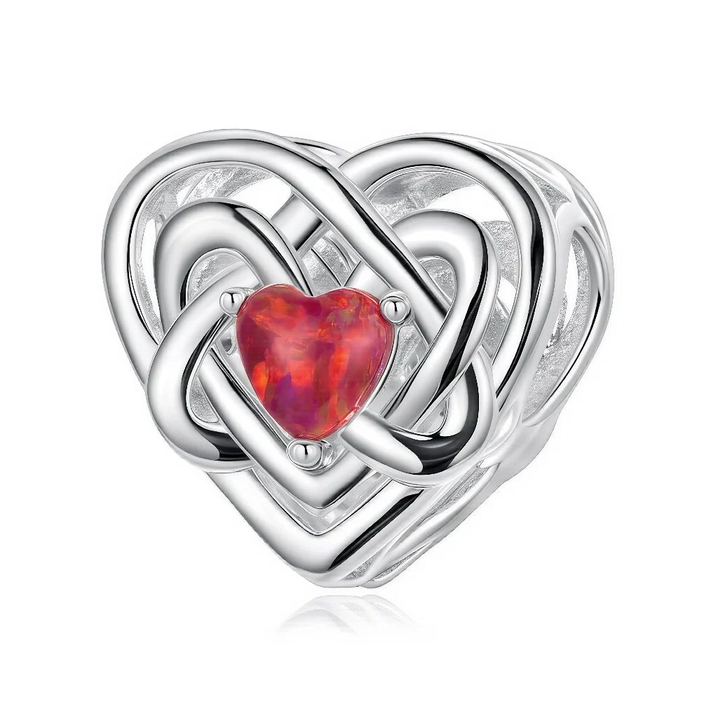 Charm - Fire Opal Love Knot