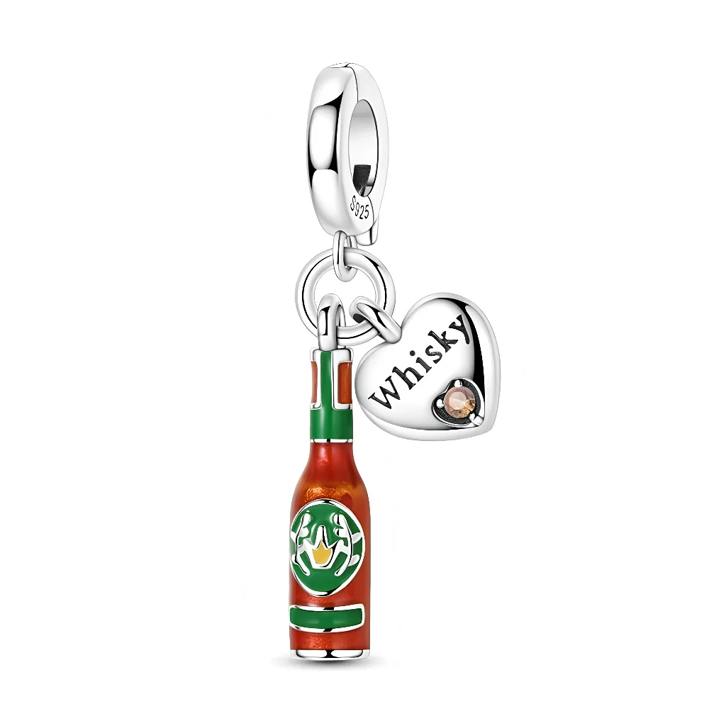 Charm Pendant - Whisky Bottle and Heart “Whisky Lover”