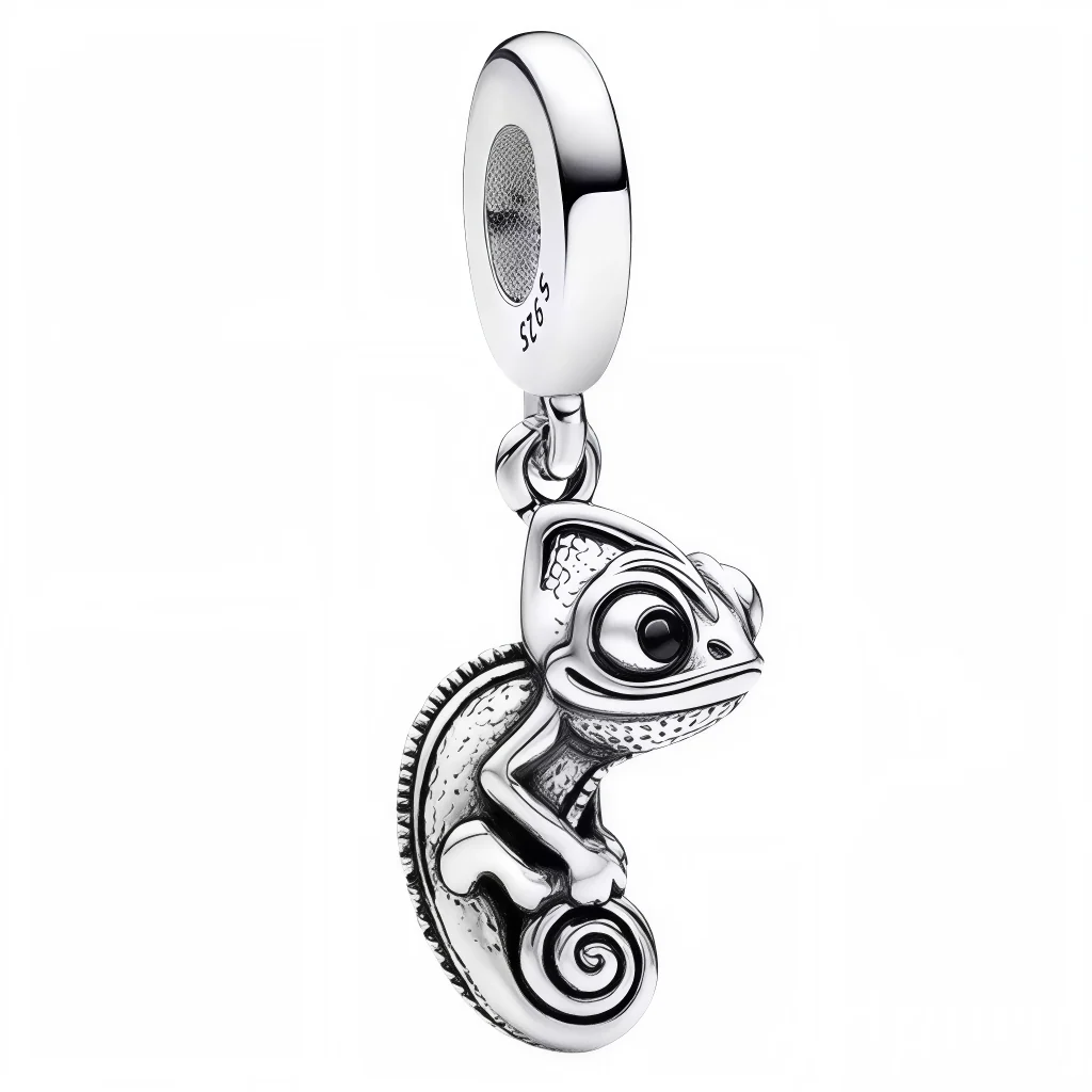 Charm Pendant - Elegant Silver Chameleon