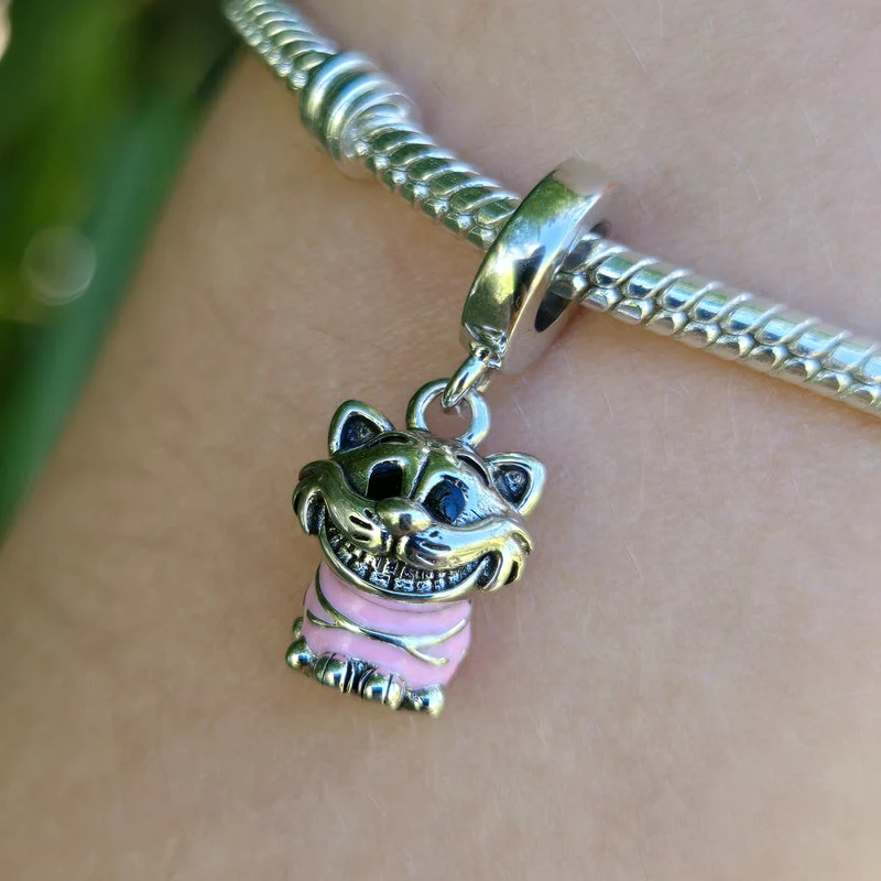 Charm Pendant – Pink Striped Cheshire Cat - Image 2