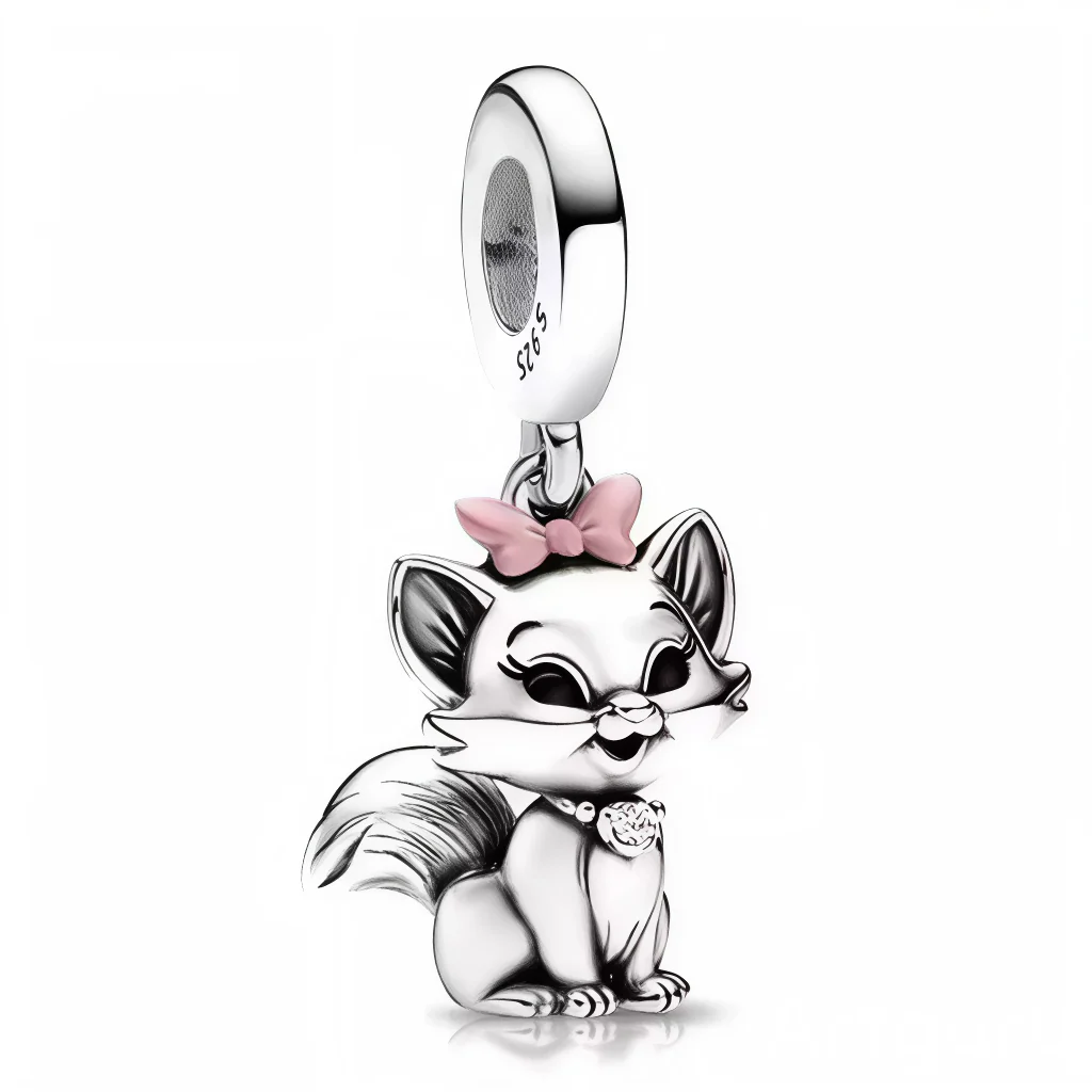 Charm Pendant - Cat with Pink Bow
