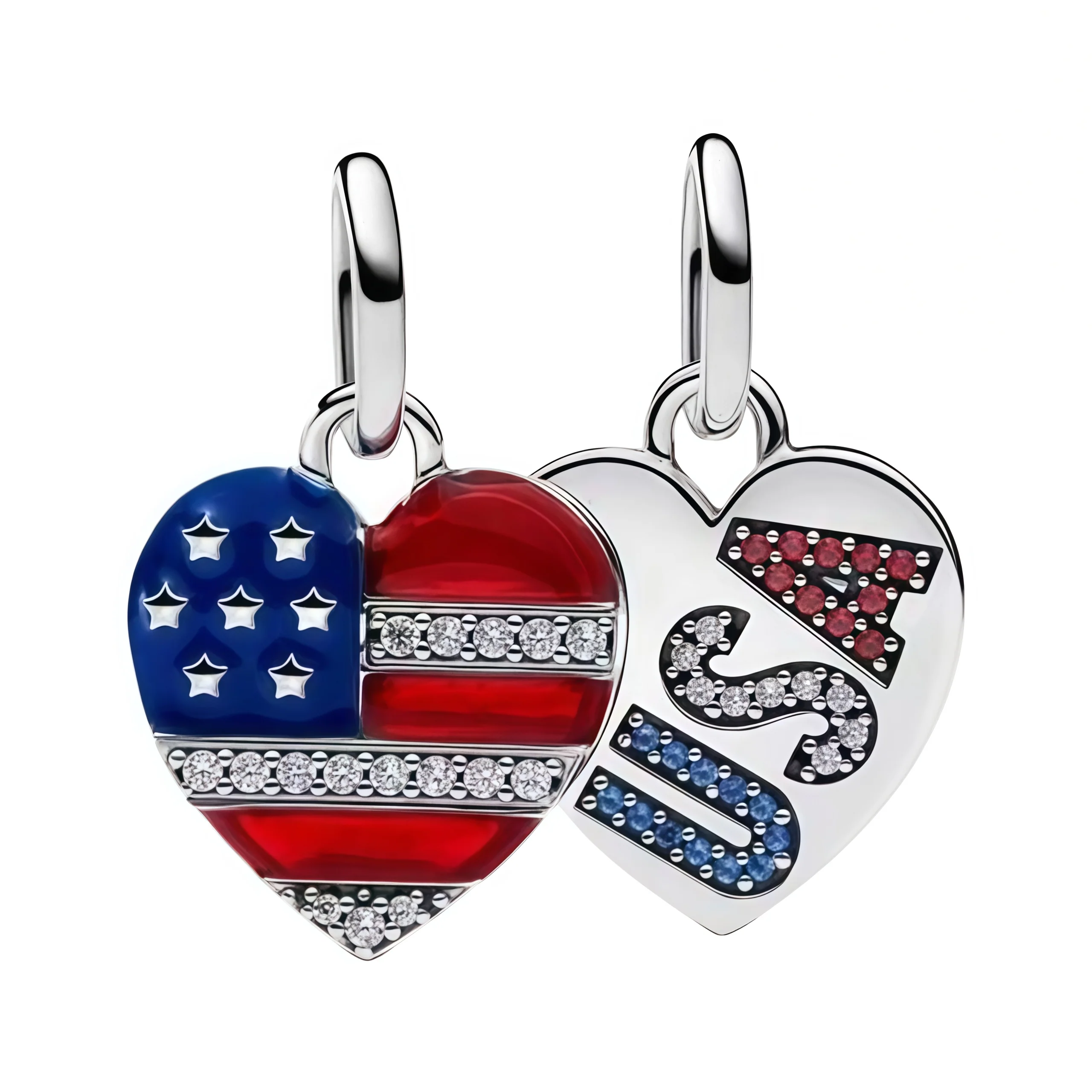 Charm Pendant - USA Hearts