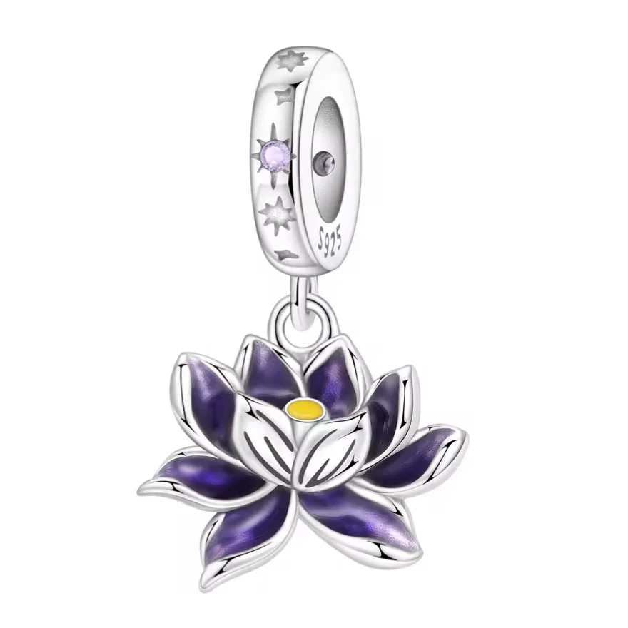 Charm Pendant - Purple Lotus Flower