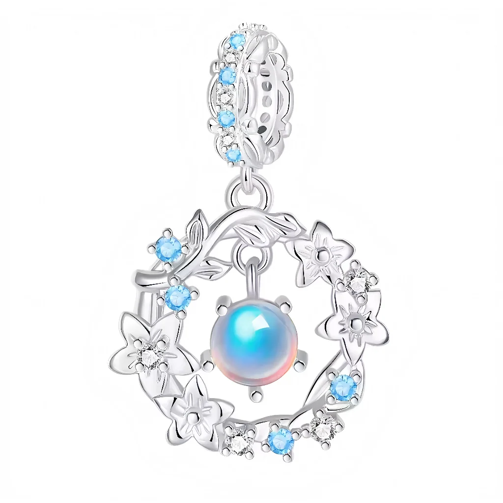 Charm Pendant - Flower Pearl Moon 