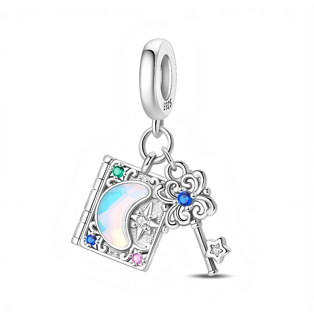 Charm Pendant - Magic Book in the Moonlight