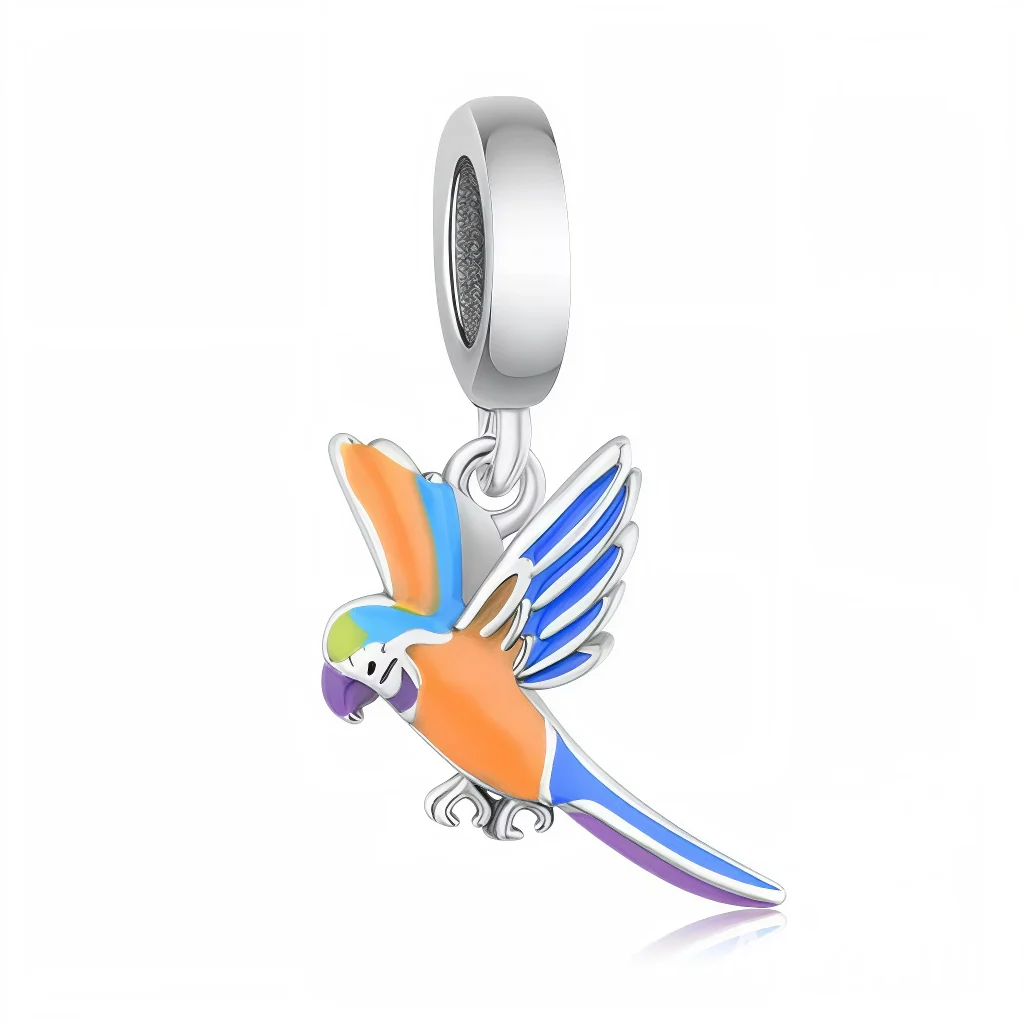 Charm Pendant - Multicolored Macaw Bird