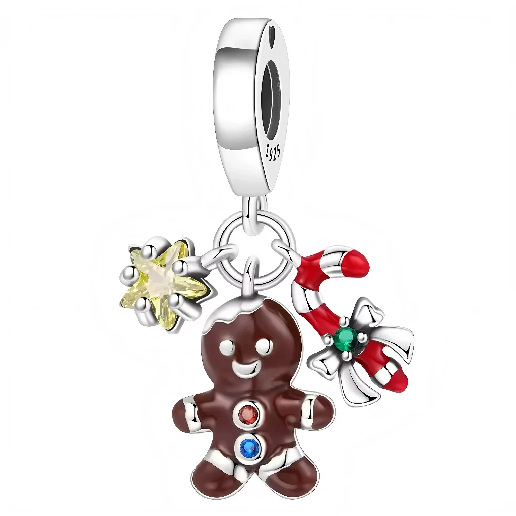 Gingerbread, candy cane and star charm pendant – Enchanted sweetness and festive spirit