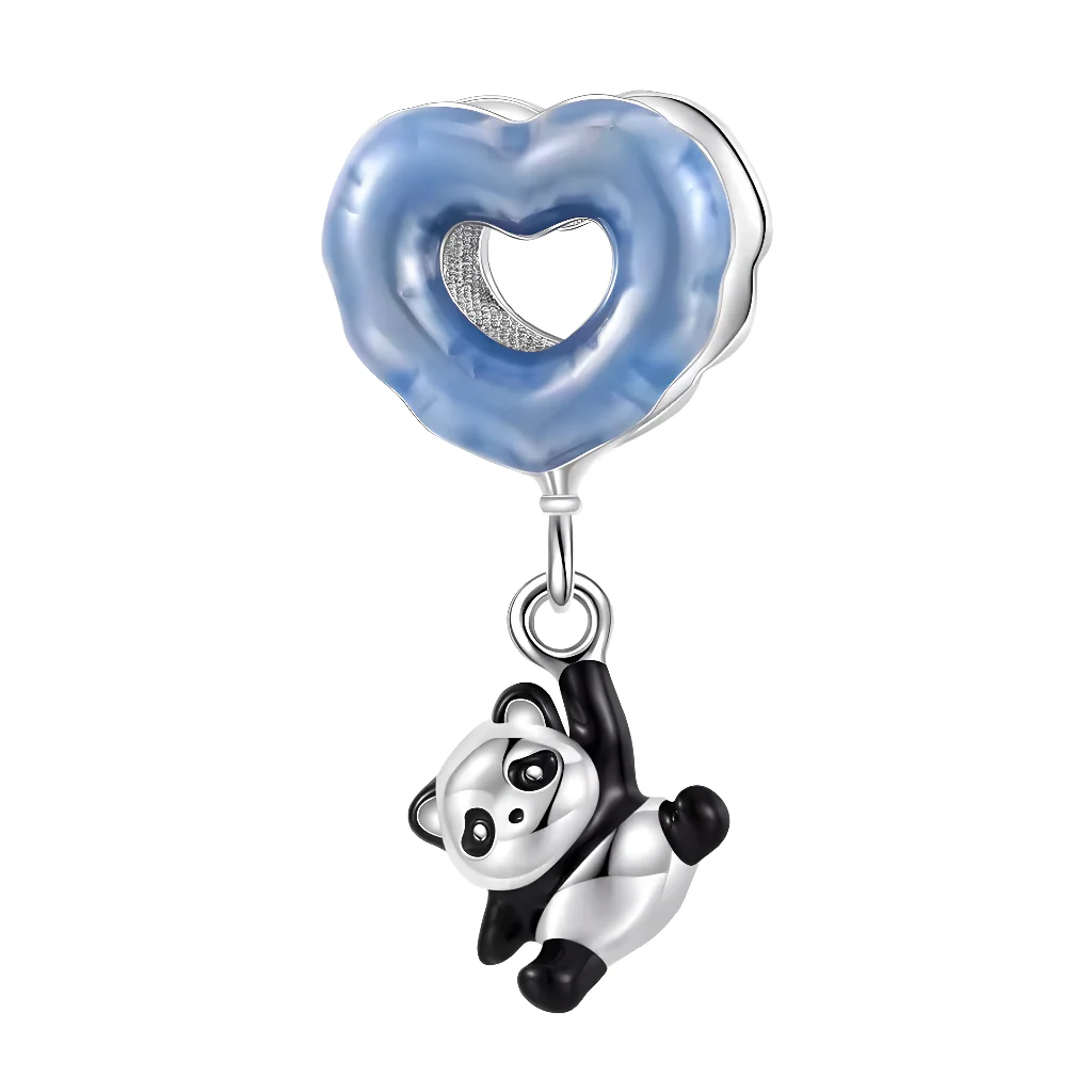 Charm Pendant - Blue Heart Donut Panda 