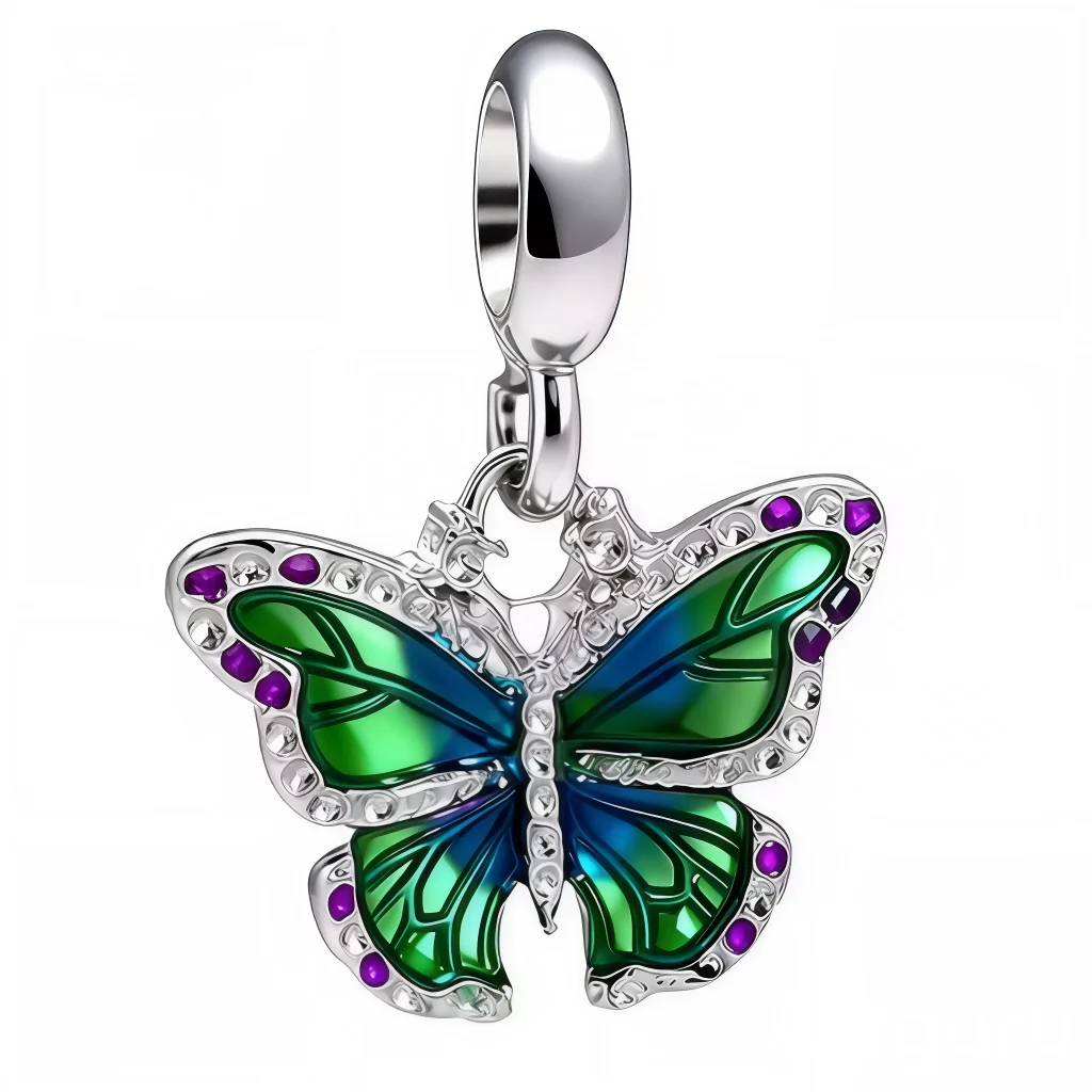 Charm Pendant - Iridescent Morpho Butterfly