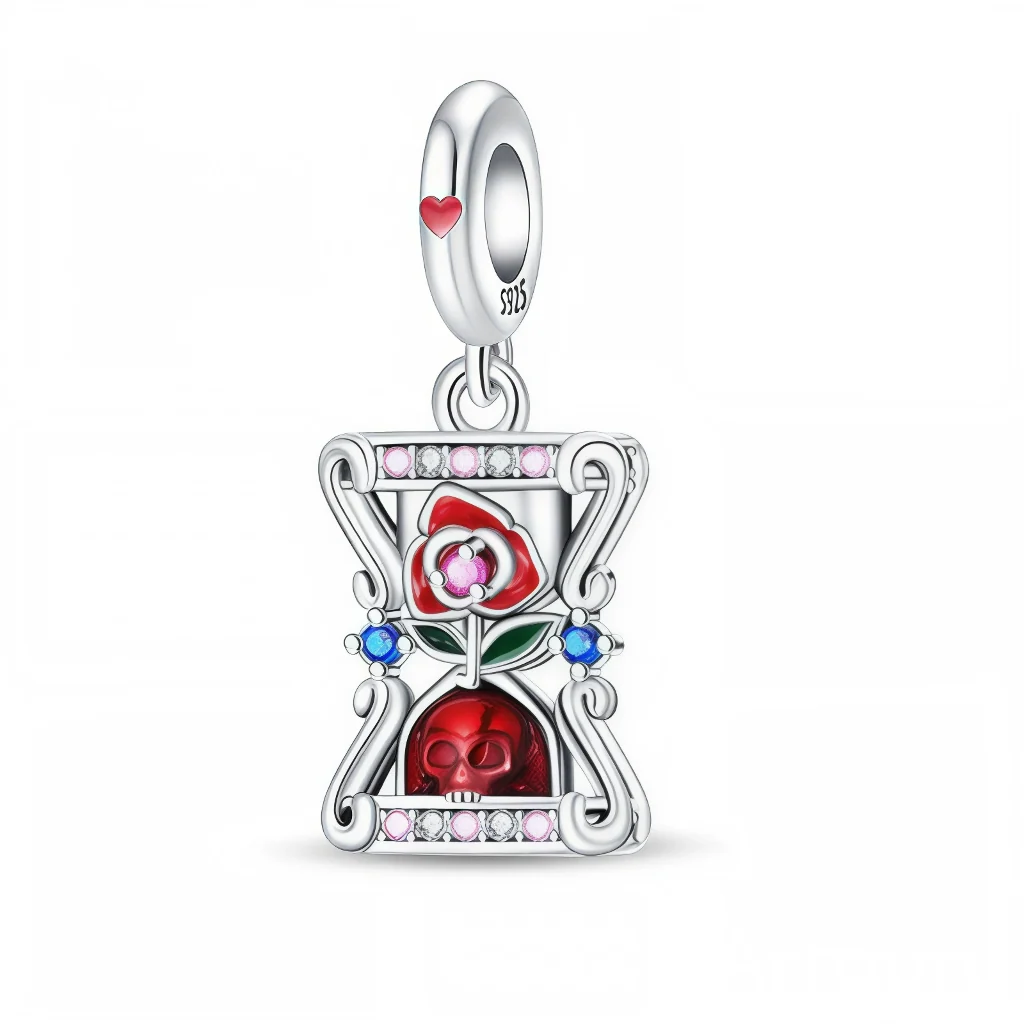 Charm Pendant - Enchanted Rose and Skull