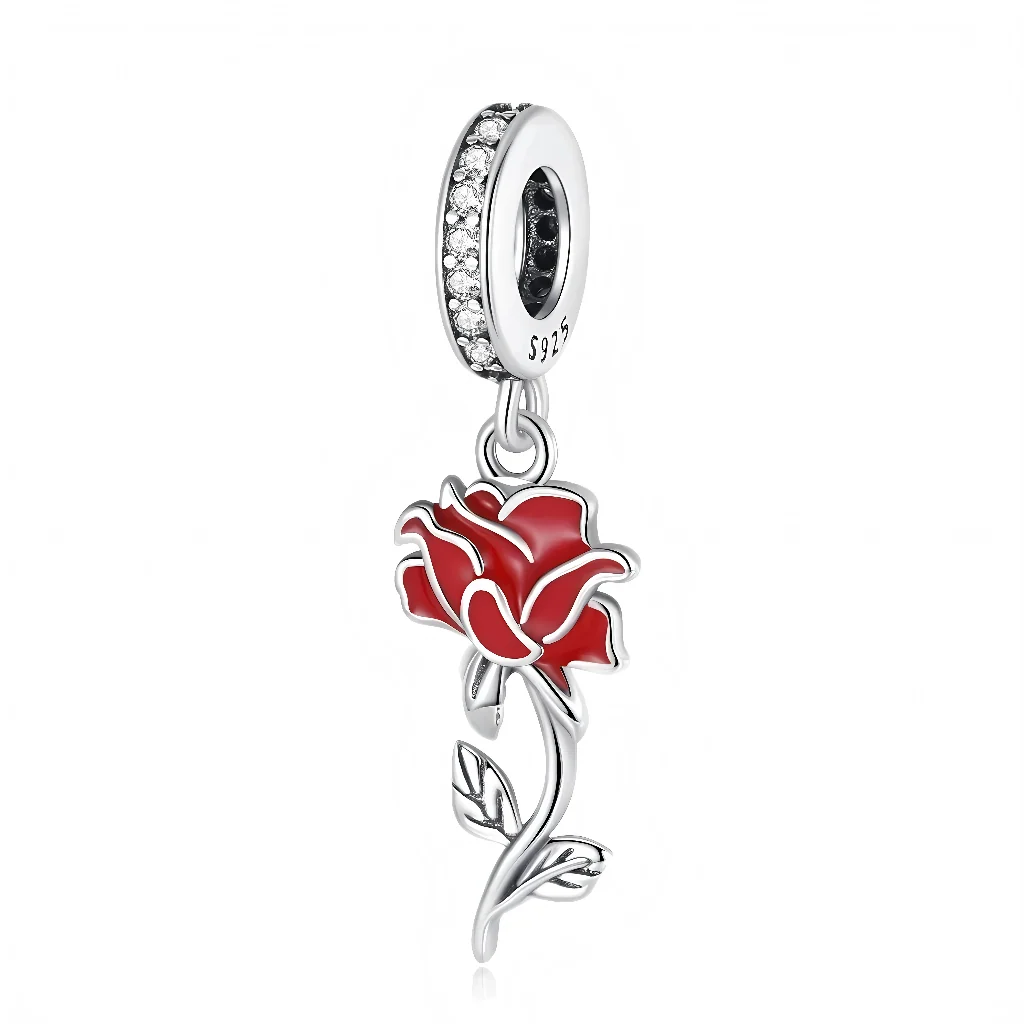 Charm Pendant - Eternal Red Rose 